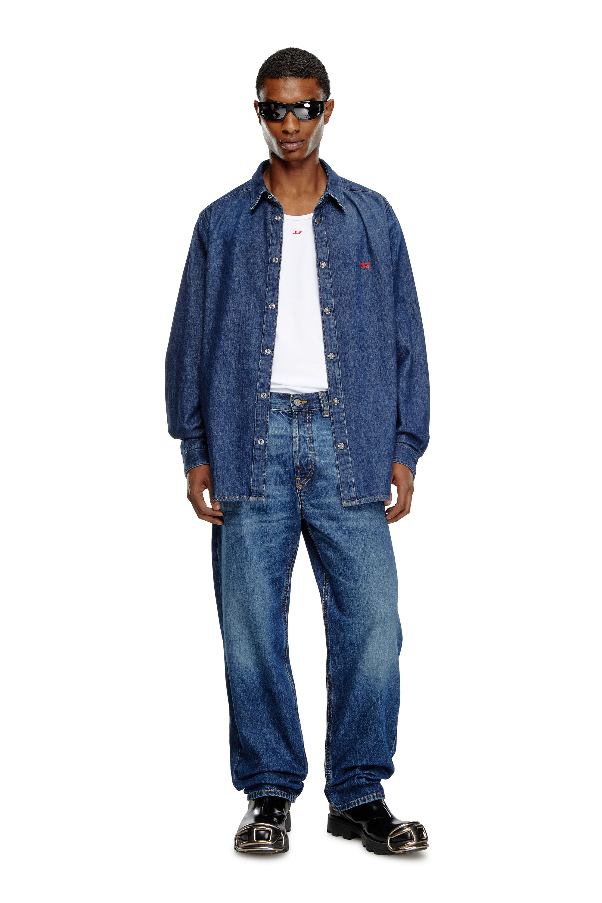 Diesel - D-SIMPLY, Man's Shirt in denim in Dark Blue - 4