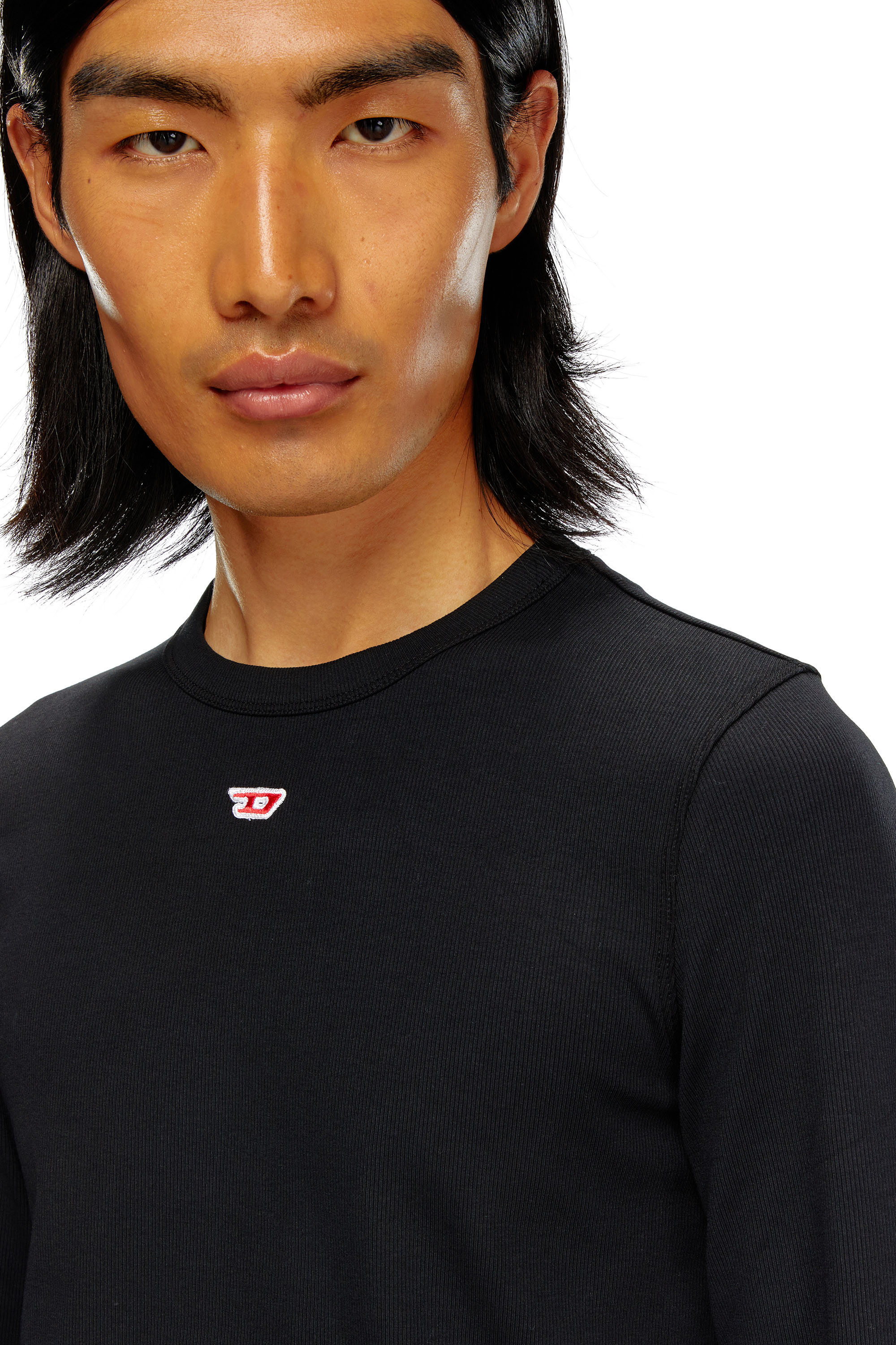 Diesel - D-RIBBER-LS-N, Man's Long-sleeve T-shirt with D patch in Black - 3