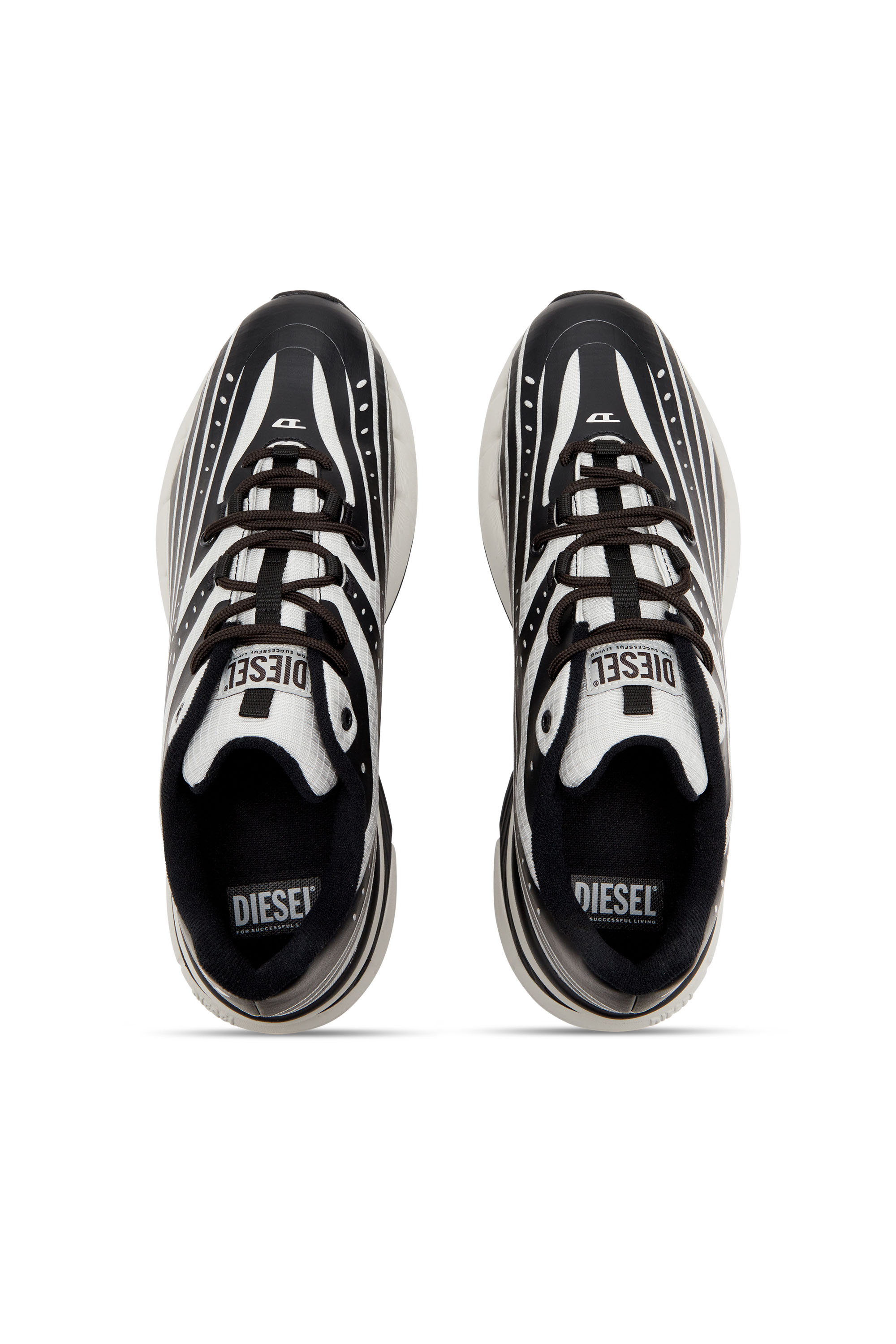 Diesel - D-AIRSPEED LOW, Man's D-Airspeed Low-Striped sneakers in coated ripstop in Black/Grey - 5