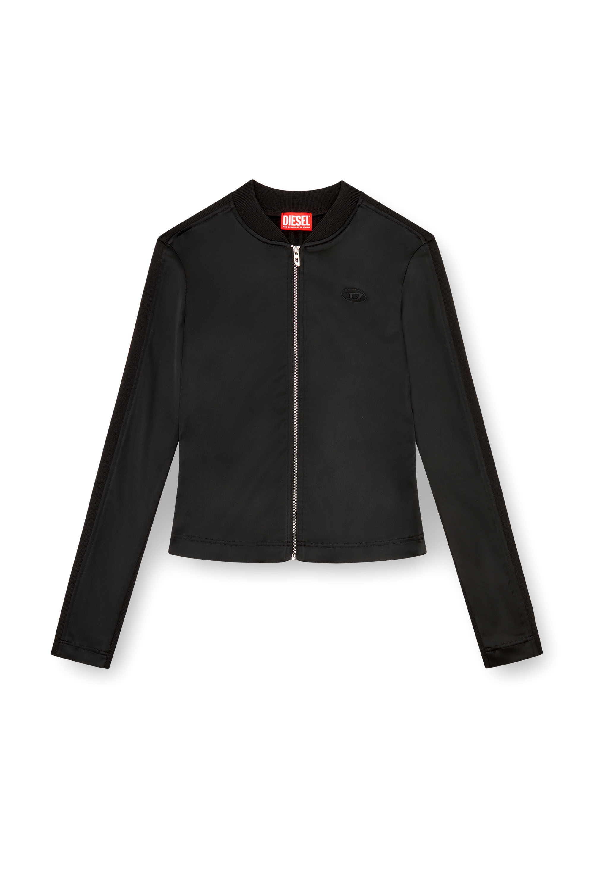 Diesel - G-OPER, Woman's Rib-knit and stretch satin jacket in Black - 5