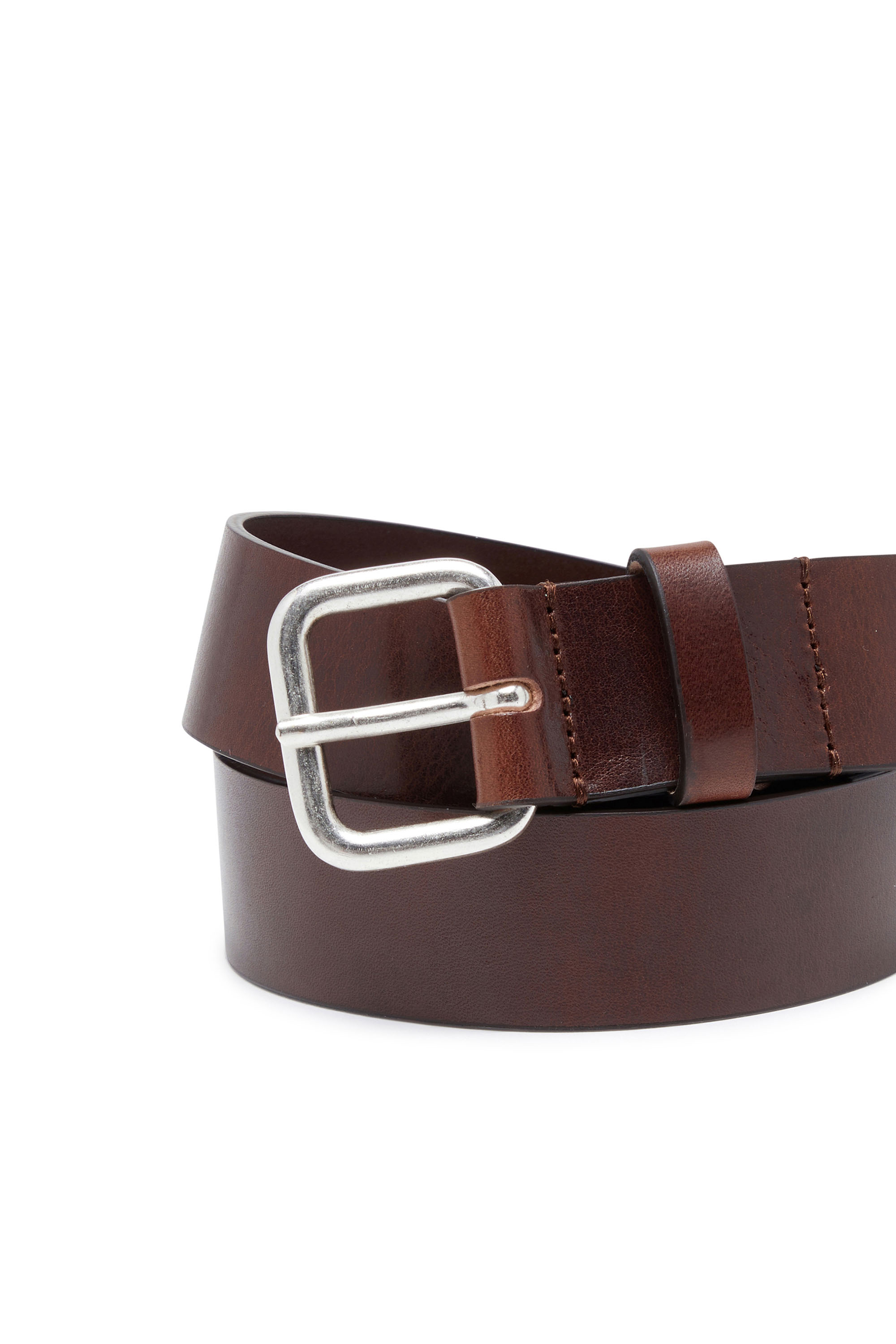 Diesel - B-1DR SCRATCH END, Man's Leather belt with metal logo insert in Brown - 3