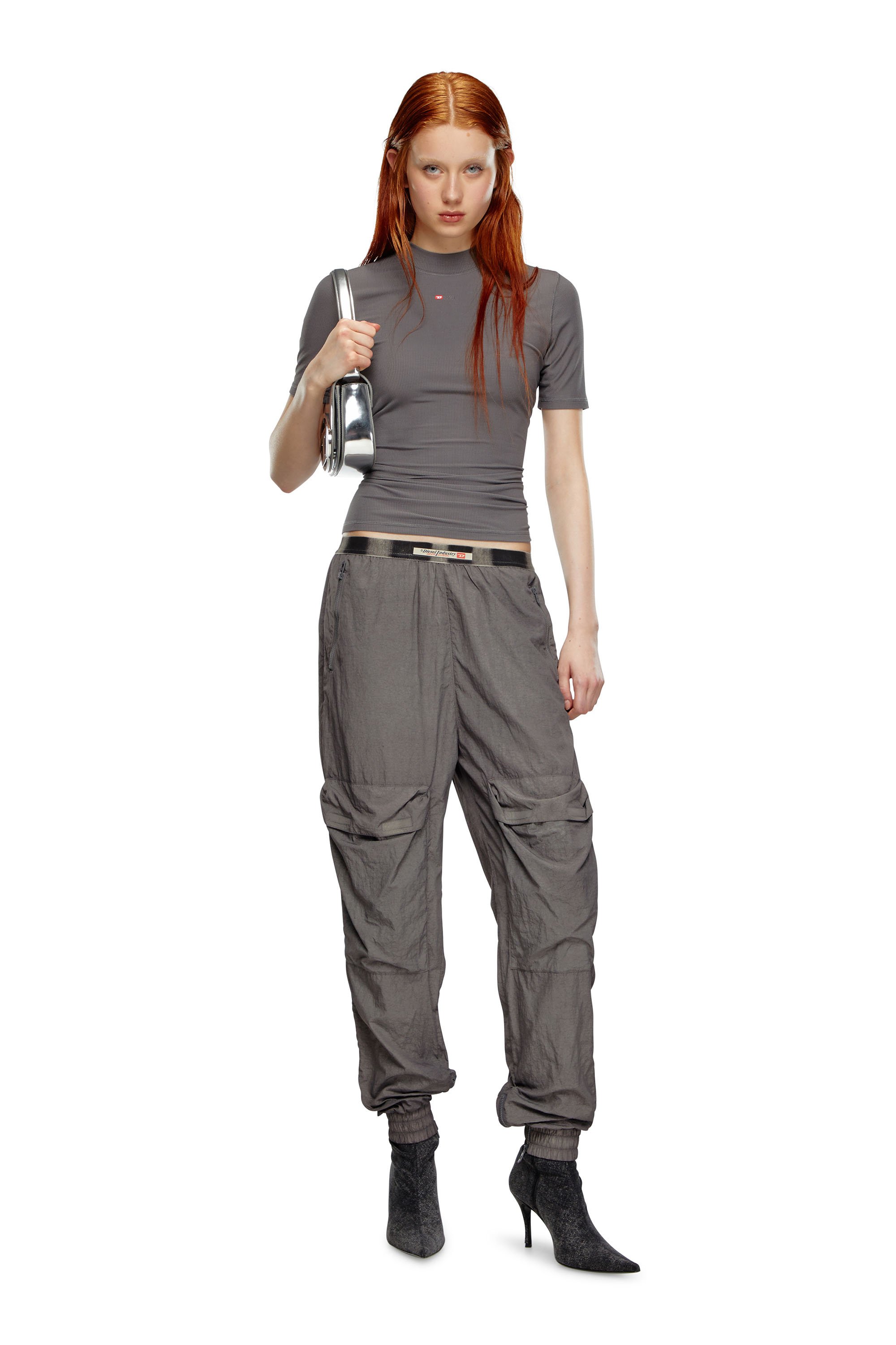 Diesel - P-ARADISE, Woman's Cargo pants in faded nylon in Grey - 3