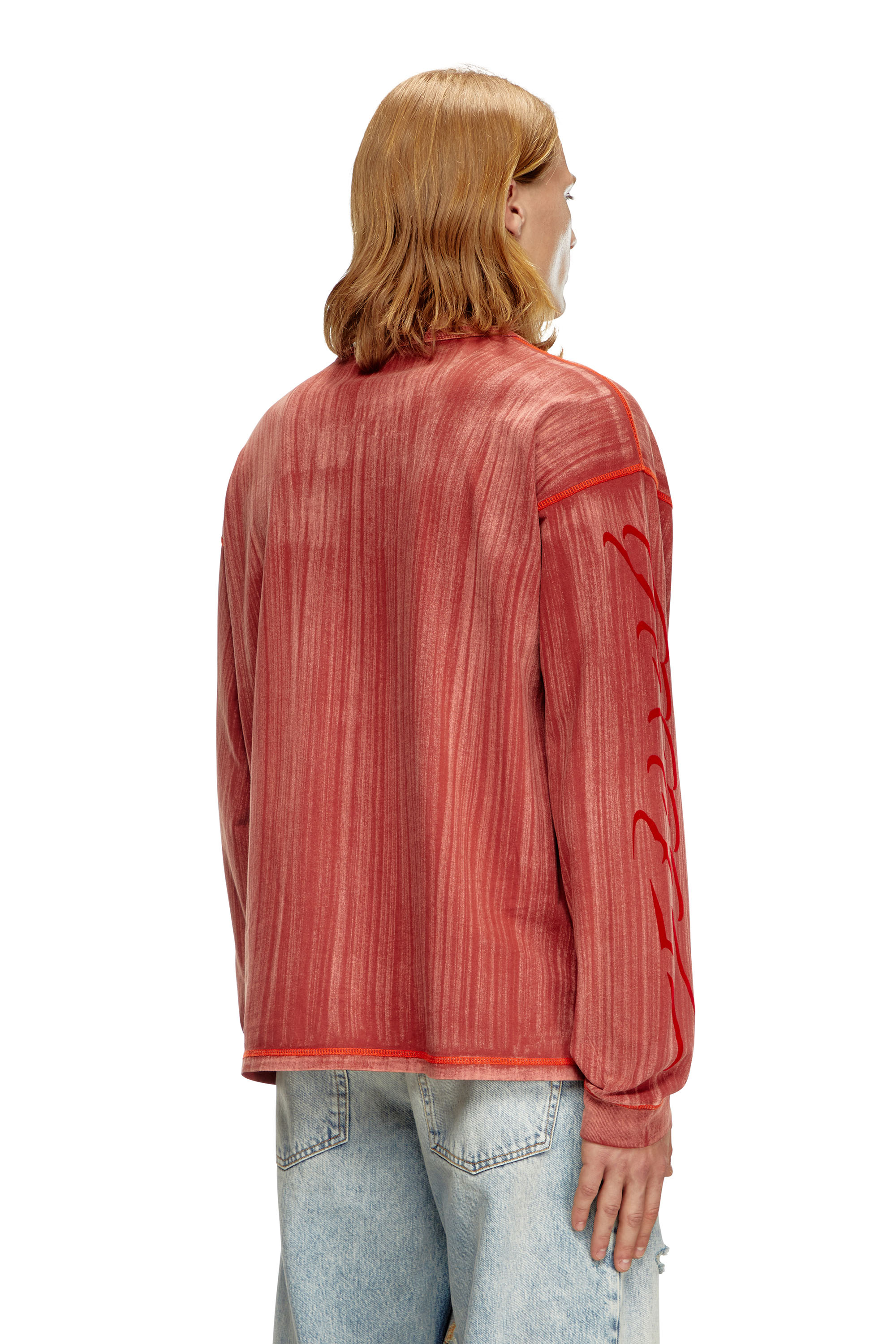 Diesel - T-BOXT-LS-Q2, Man's Long-sleeve T-shirt with brushstroke fading in Red - 3