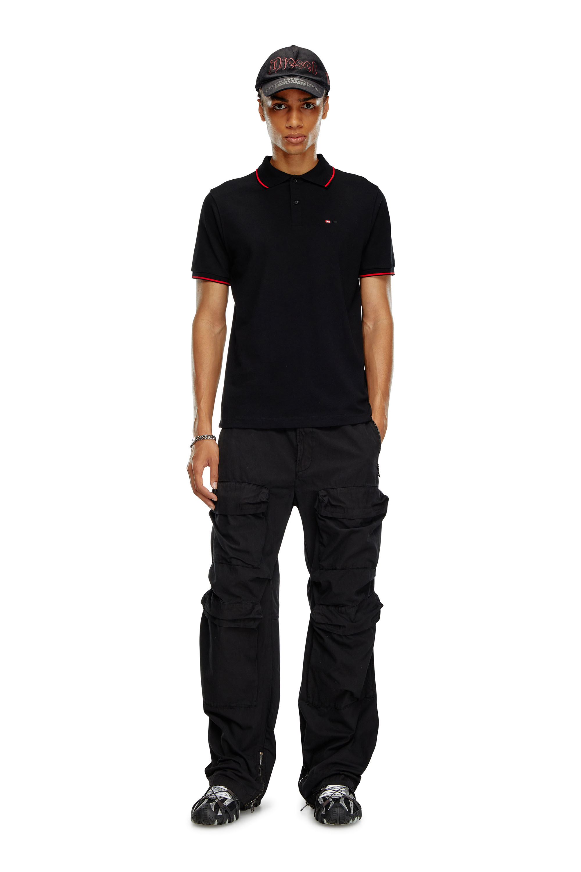 Diesel - T-FERRY-MICRODIV, Camisa polo con pequeño bordado Diesel Hombre in Negro - 3