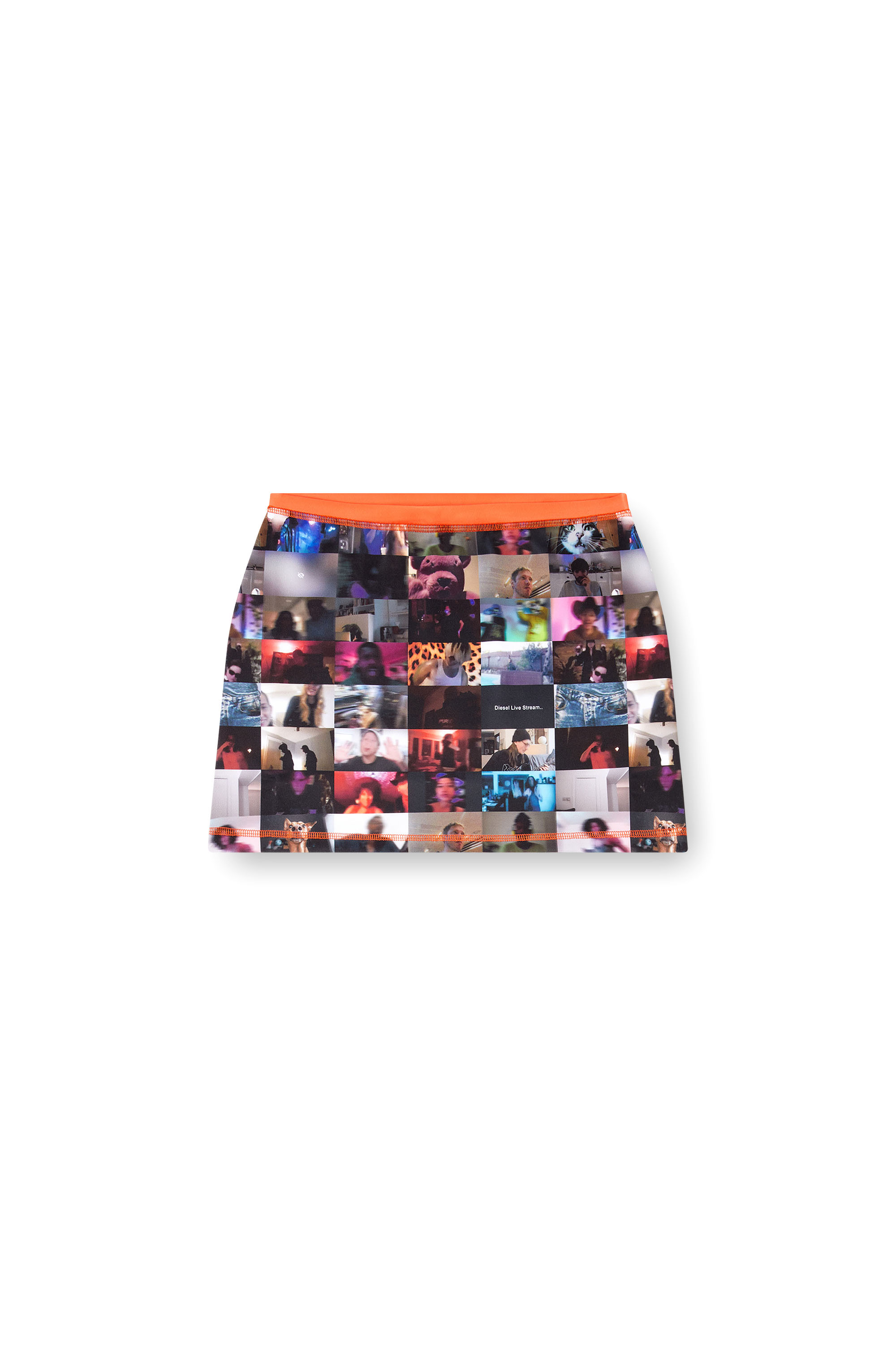 Diesel - O-PLAT, Woman's Mini skirt with Pop print in Black/Orange - 6