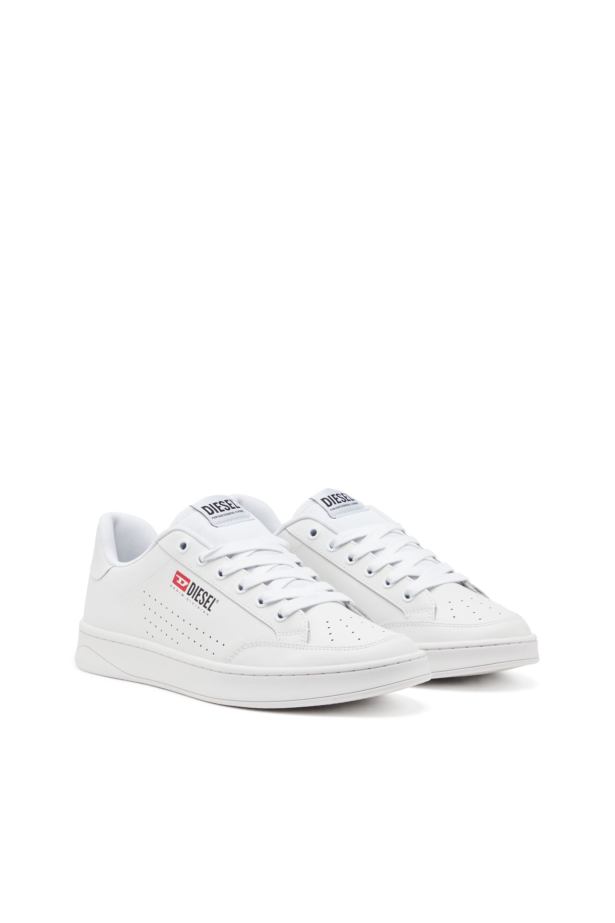 Diesel - S-ATHENE VTG, Man's S-Athene-Low-top sneakers in leather and nylon in White - 2