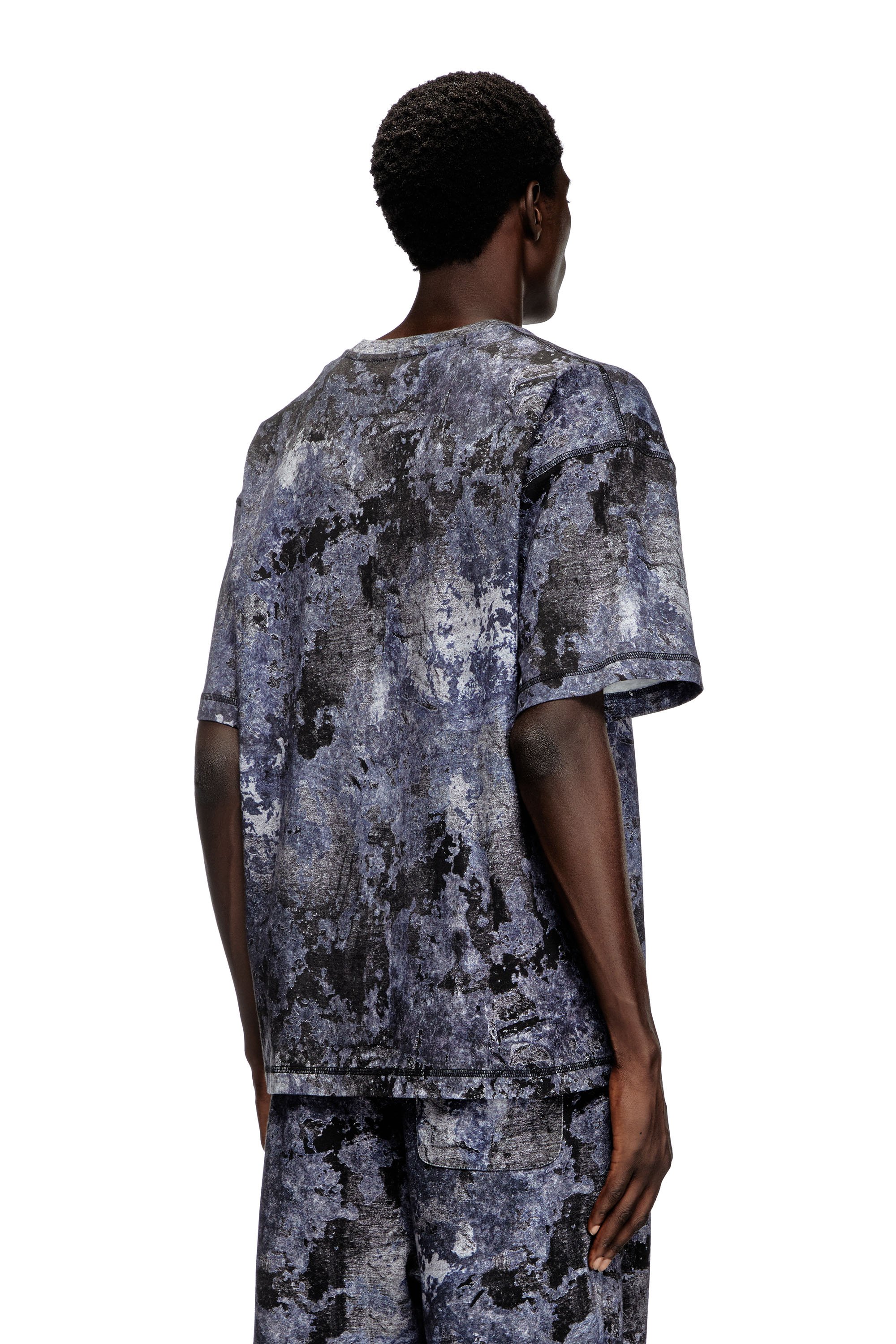 Diesel - T-BOXT-R12, Man's Marble-effect burnout T-shirt in Blue - 3