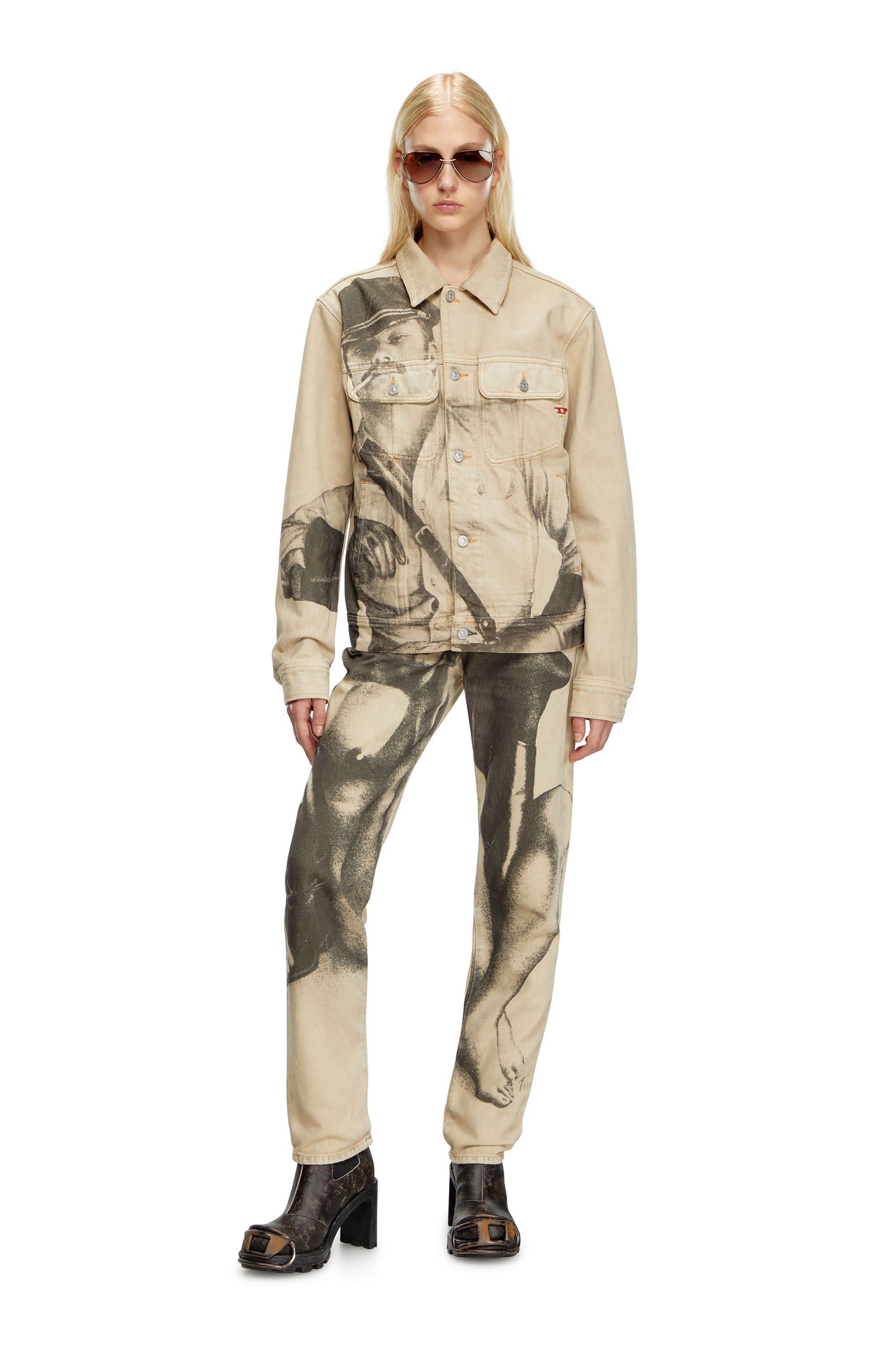 Diesel - PR-D-BARCY-TOF2, Unisex's Trucker jacket with digital print in Beige - 5