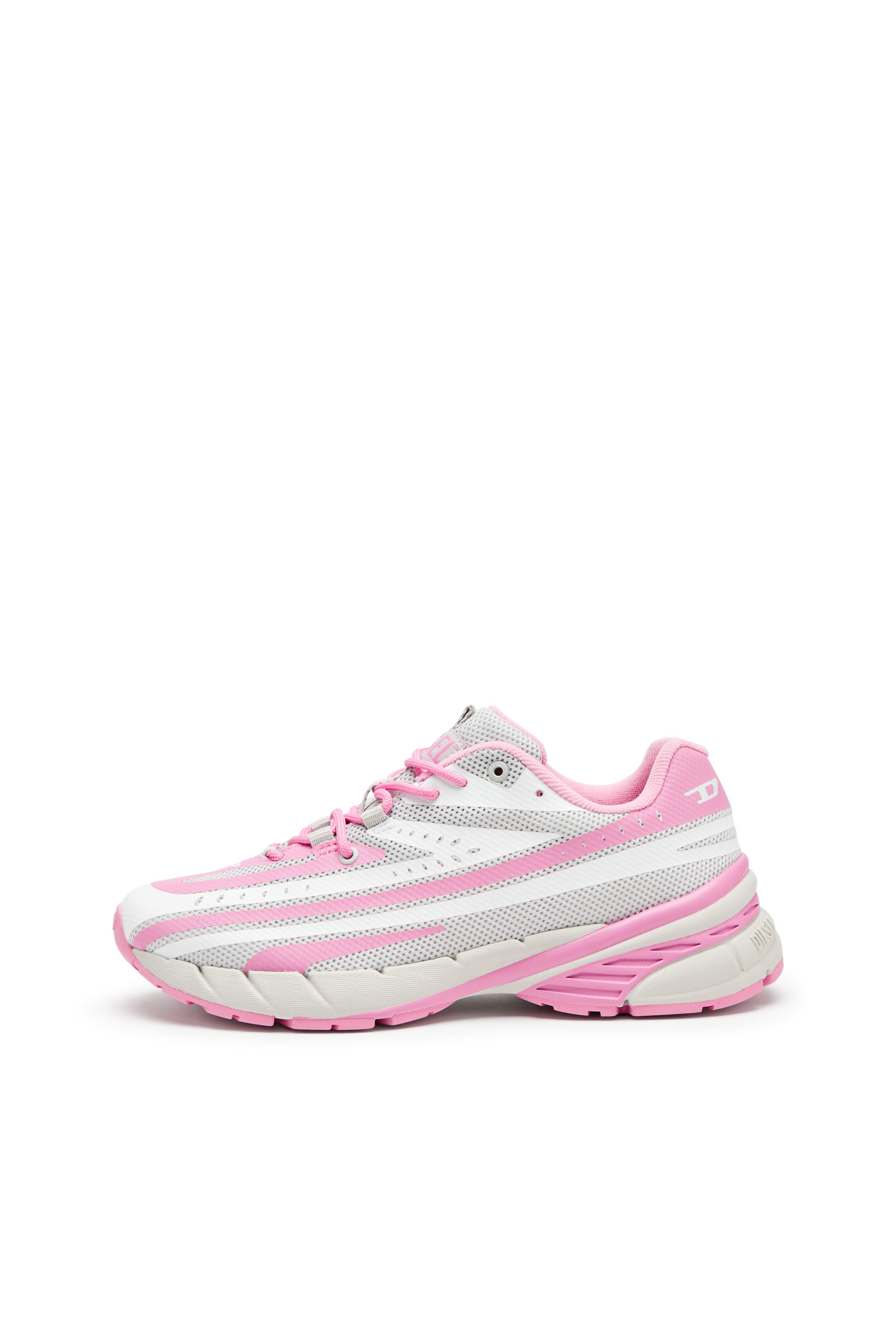 Diesel - D-AIRSPEED LOW W, Woman's D-Airspeed Low-Striped sneakers in coated mesh in Pink/White - 8