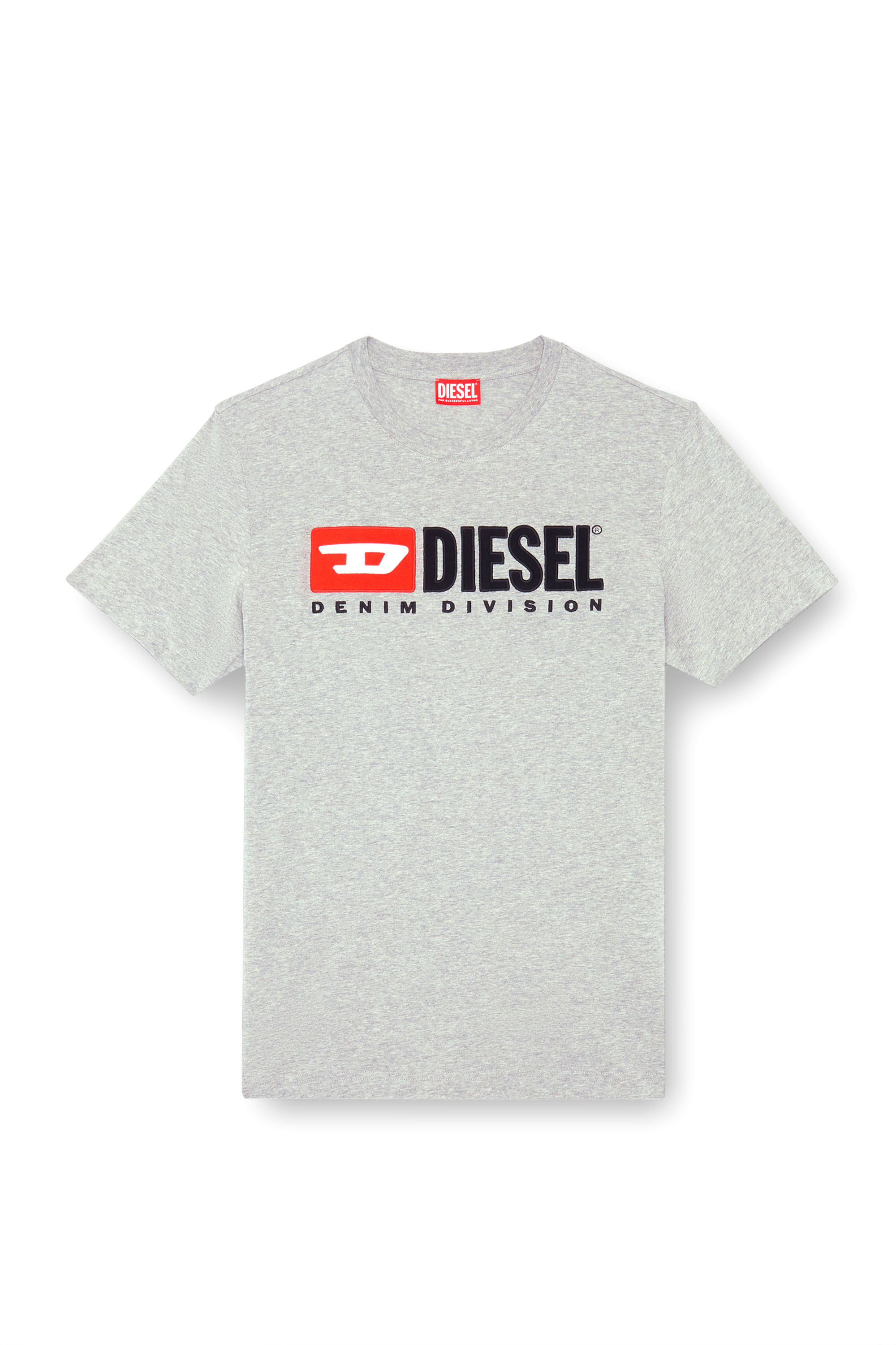 Diesel - T-BOXT-DIV, Man's T-shirt with Diesel patch logo in Grey - 4