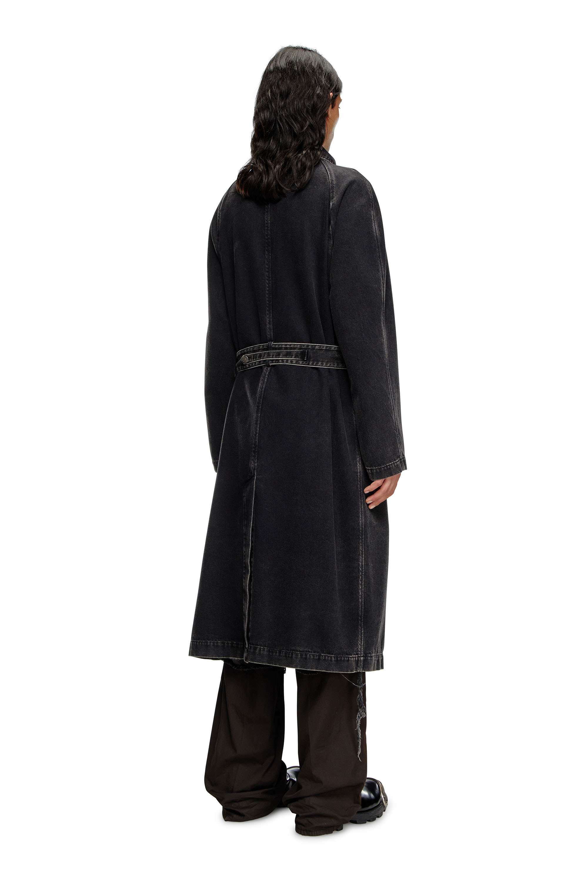 Diesel - D-DELIRIOUS-D, Man's Trench coat in clean-wash denim in Black - 3