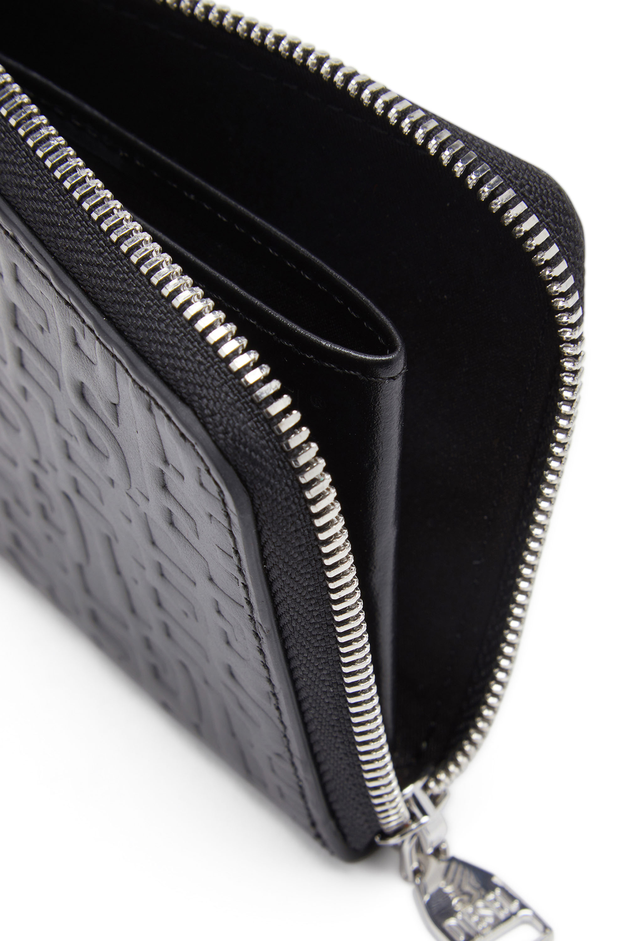 Diesel - PC MONOGRAM CARD HOLDER POUCH, Man's Zip wallet in monogram leather in Black - 3