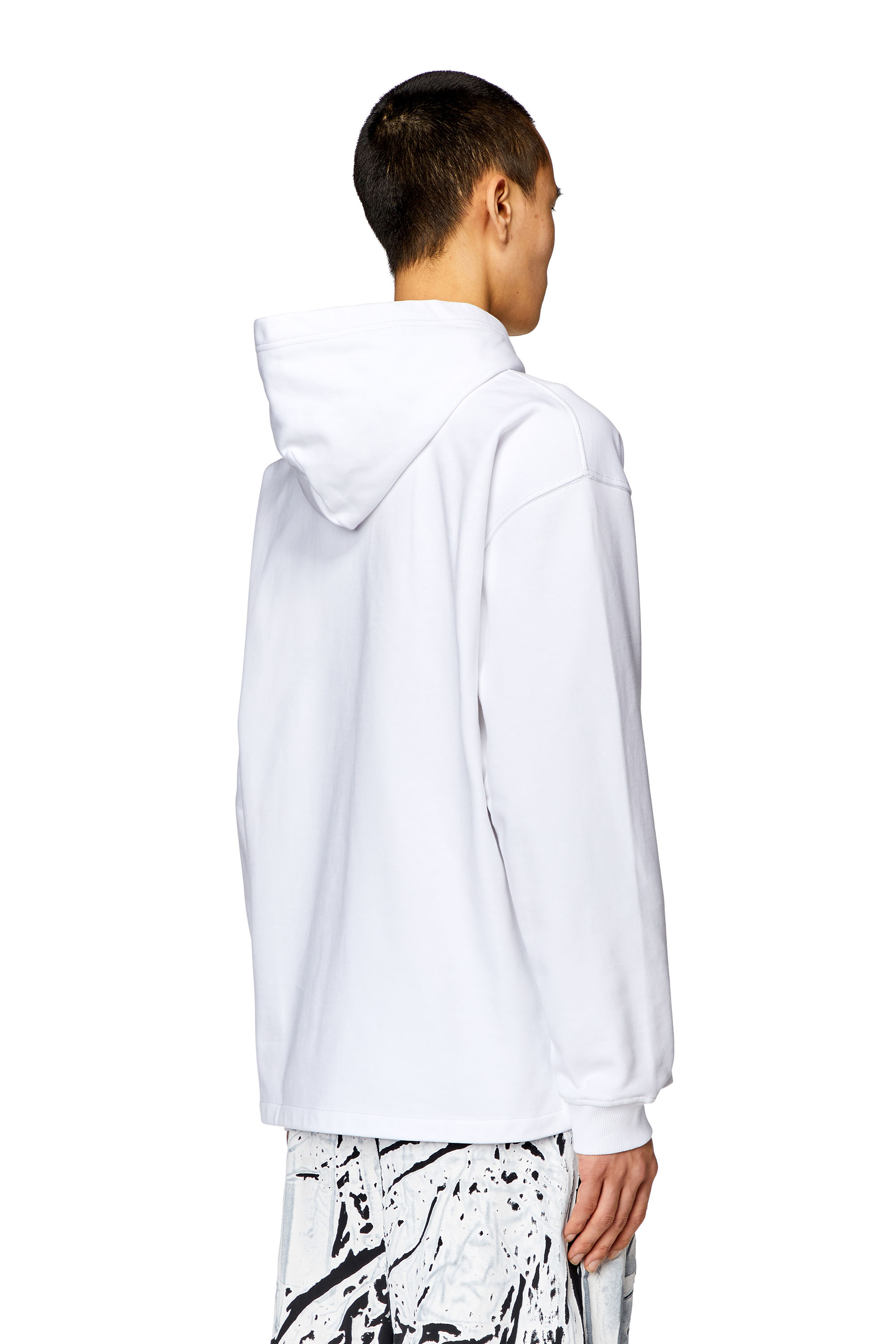 Diesel - S-BAXT-HOOD, Man's Hoodie with layered logos in White - 3