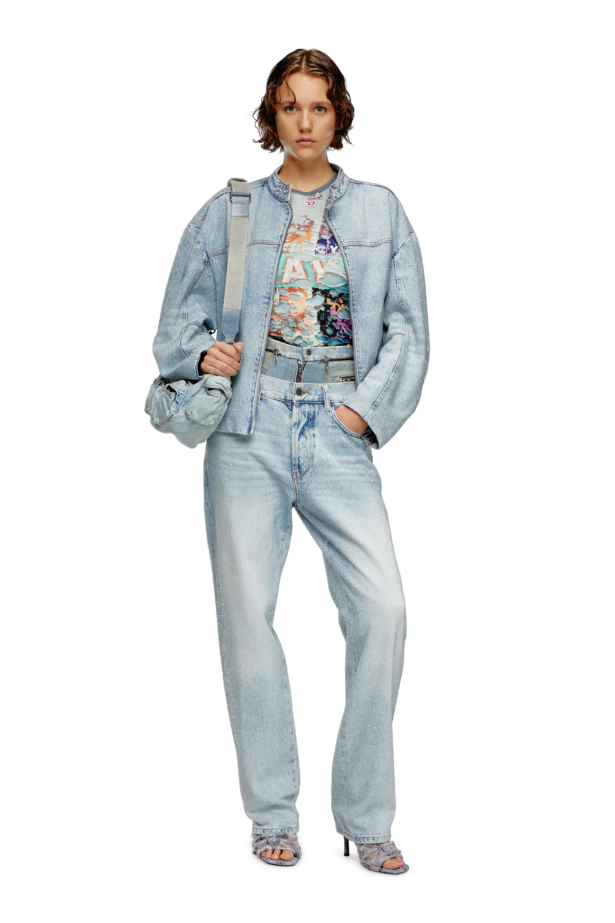 Diesel - DE-MARGE-FSE, Woman's Oversized jacket in crystal denim in Light Blue - 2