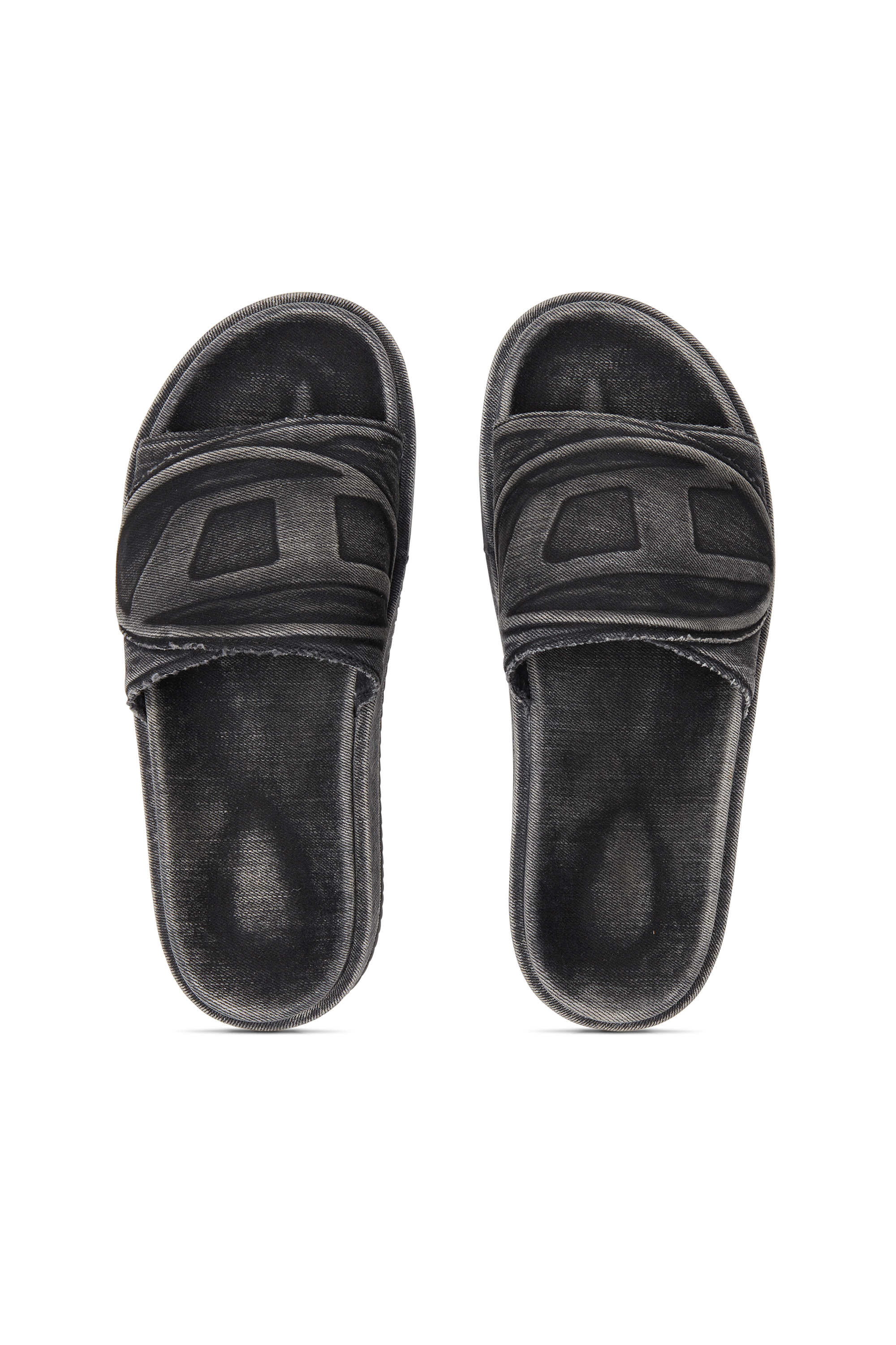 Diesel - SA-SLIDE D OVAL, Sa-Slide D-Chanclas de denim con correa en relieve Unisex in Negro - 5