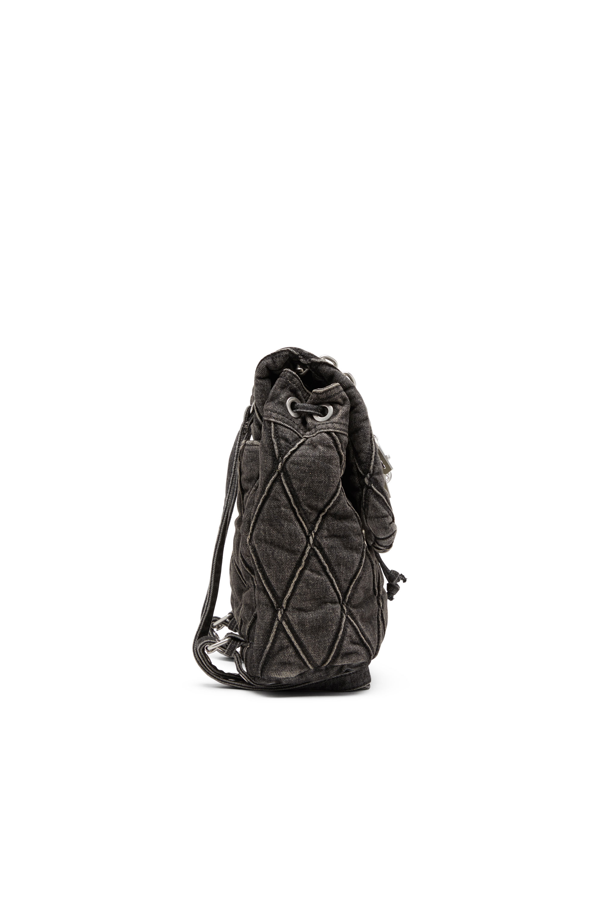 Diesel - CHARM-D BACKPACK S, Charm-D S-Mochila de denim acolchado con motivo Argyle Mujer in Negro - 3