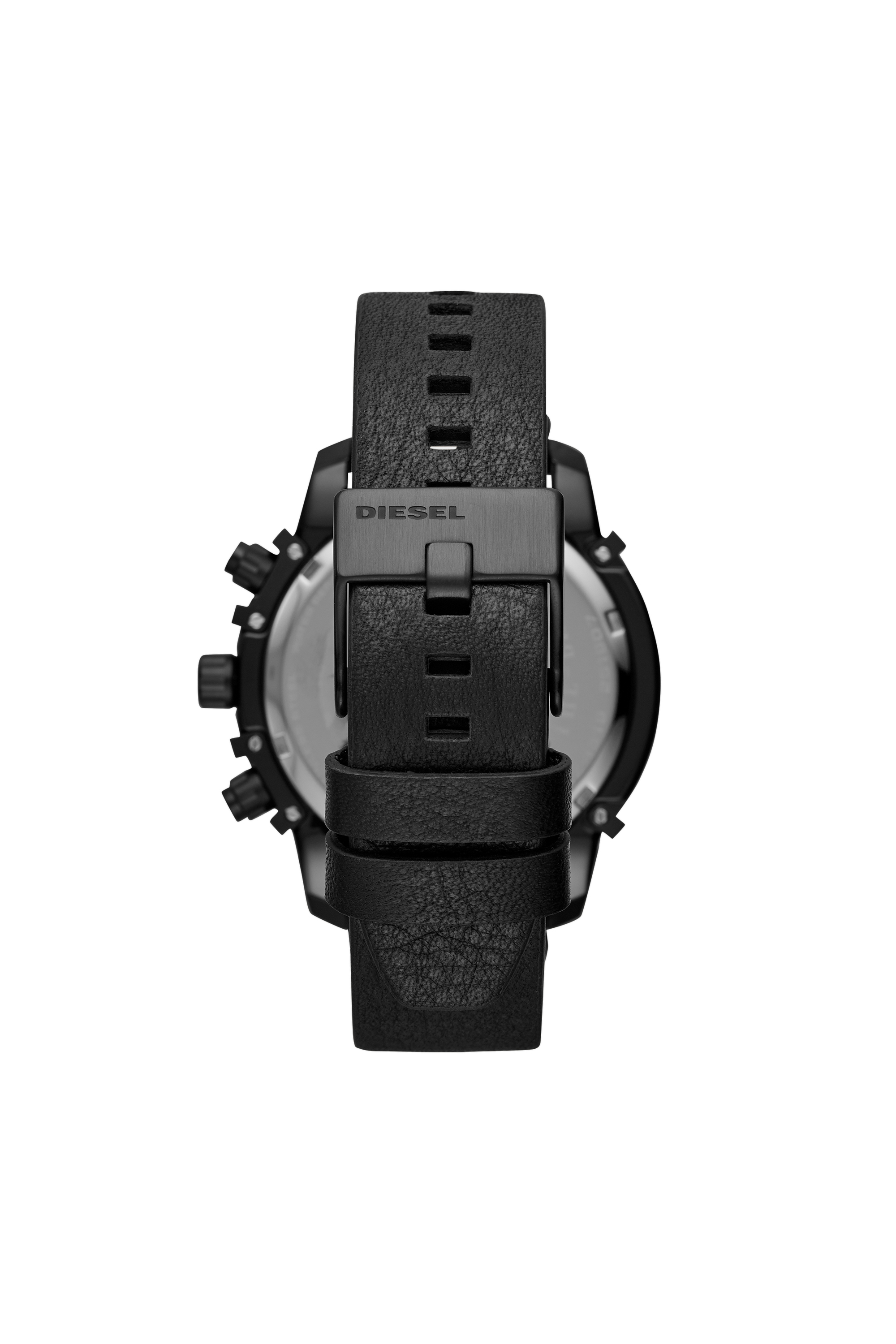 Diesel - DZ4519, Man's Griffed chronograph black leather watch in Black - 2