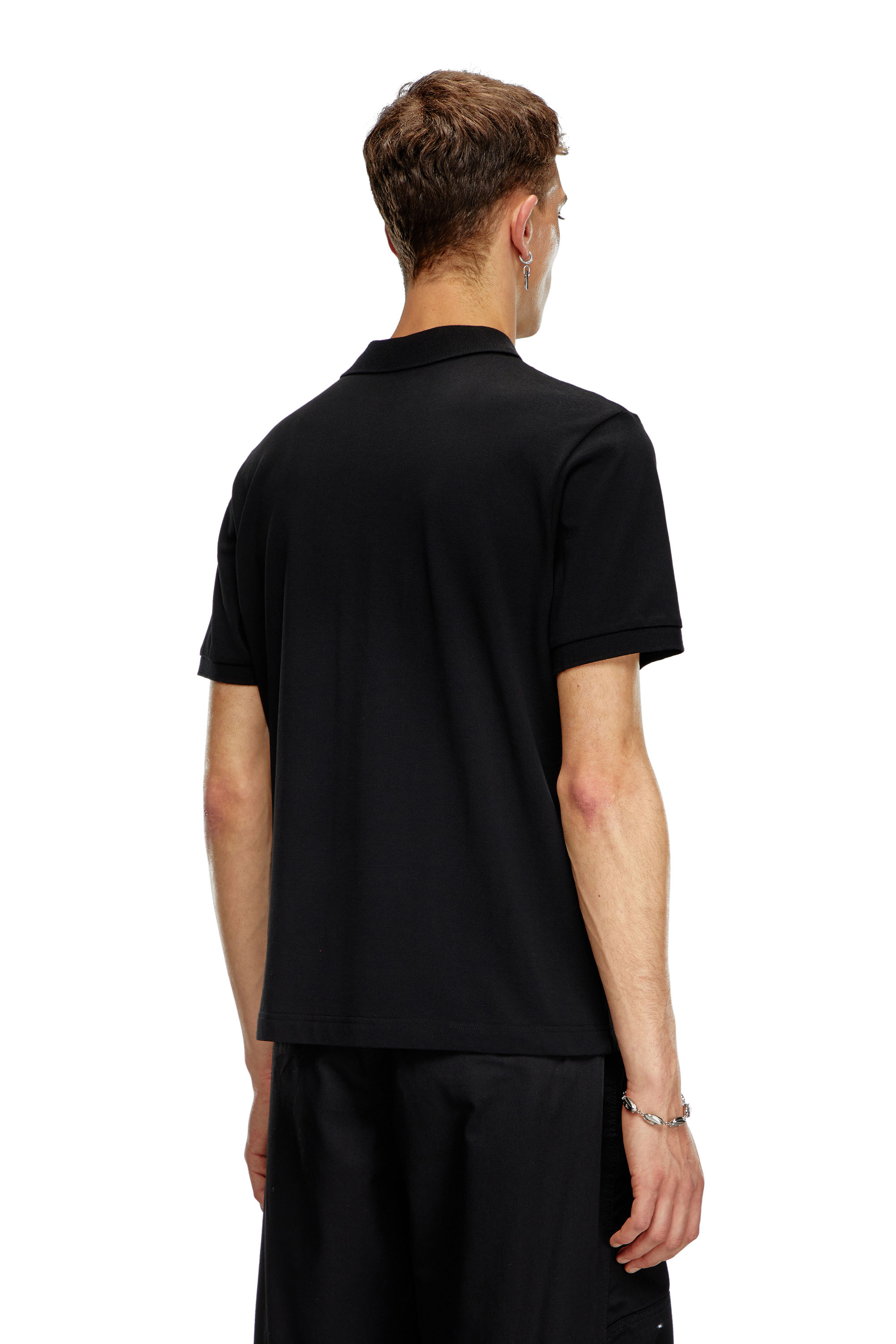 Diesel - T-REJUST-DOVAL-PJ, Man's Polo shirt with Oval D patch in Black - 3