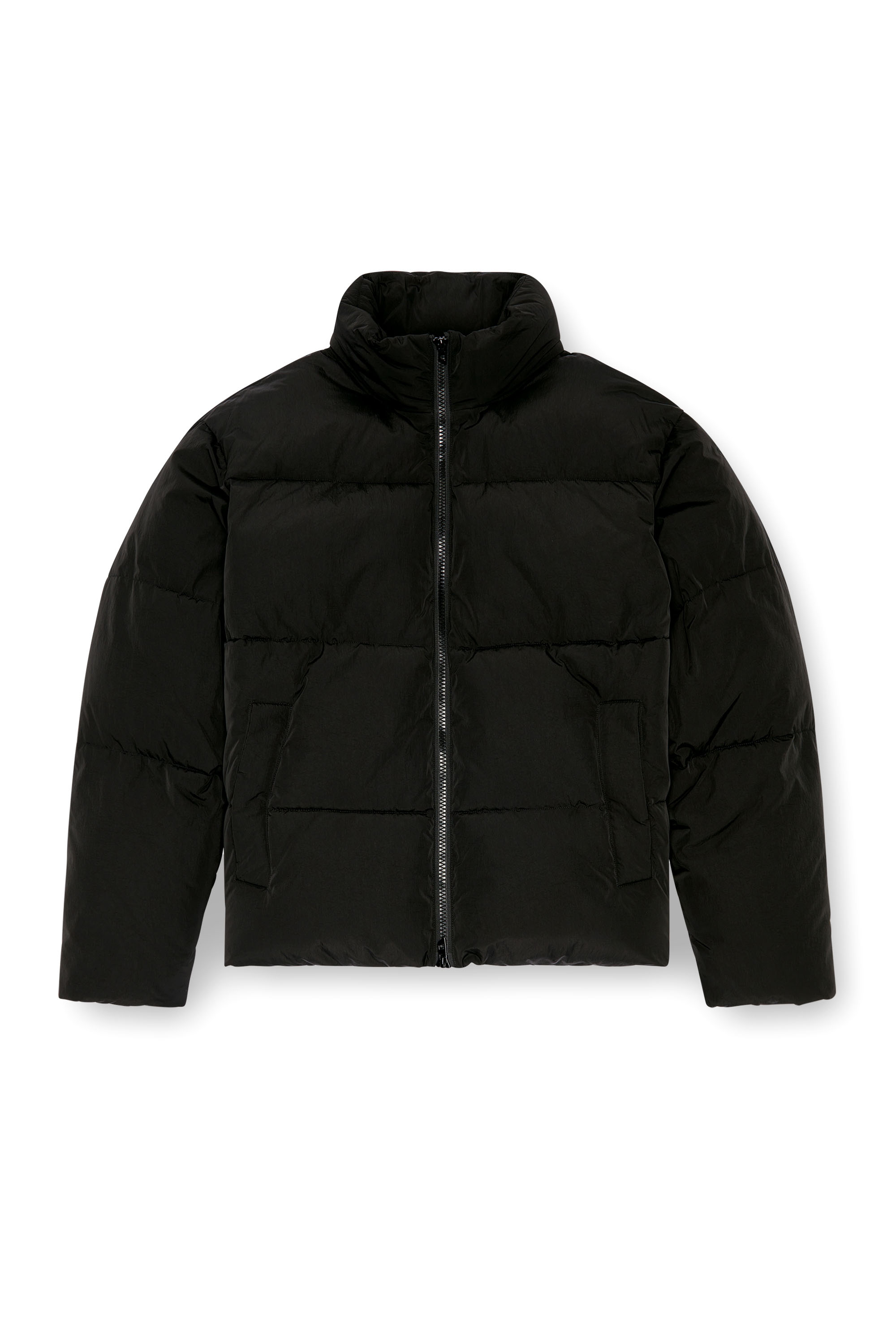 Diesel - W-RAVEEL, Man's Hooded down jacket in wrinkled nylon in Black - 5