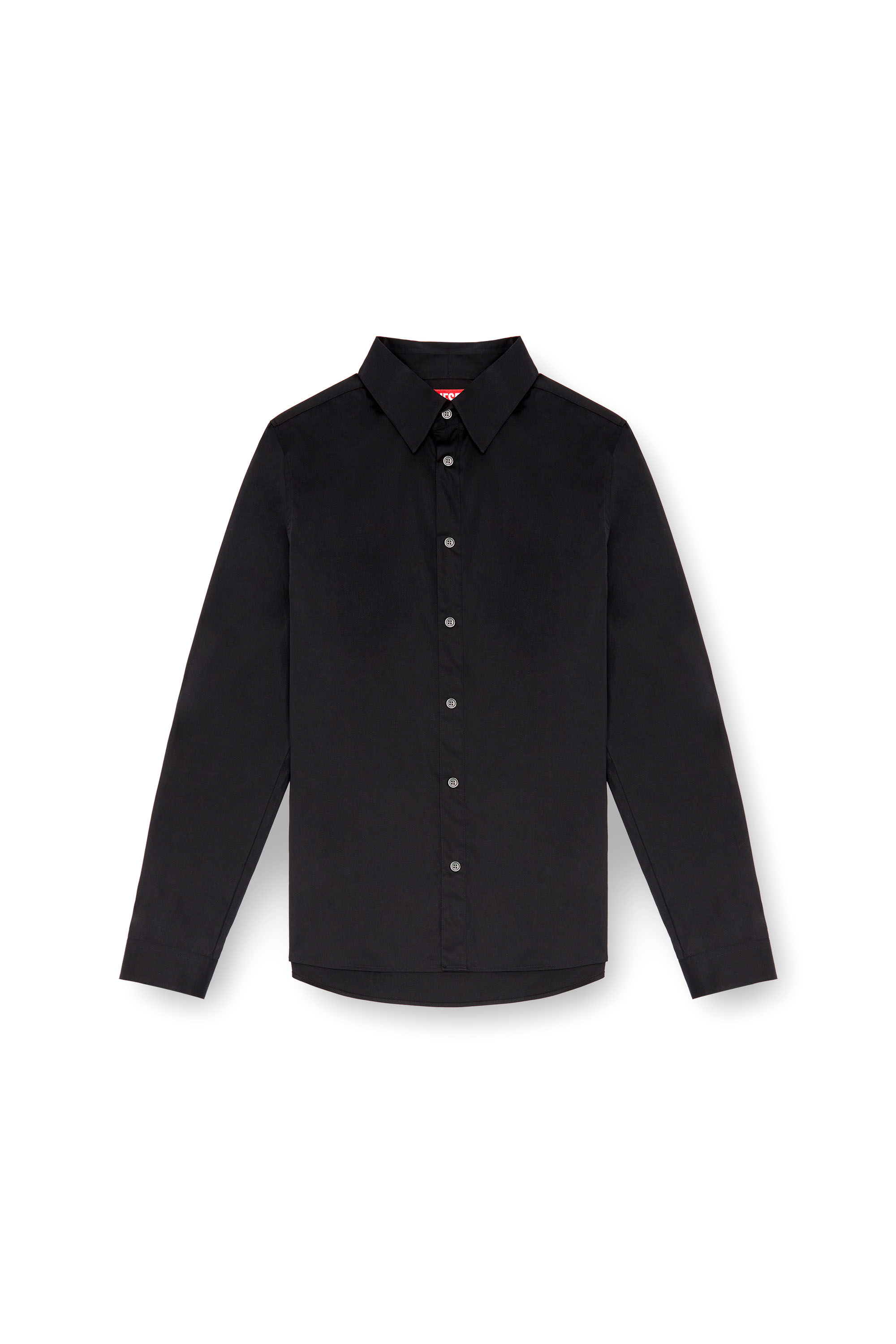 Diesel - S-FITTY-A, Man's Formal shirt with logo-embroidered collar in Black - 5