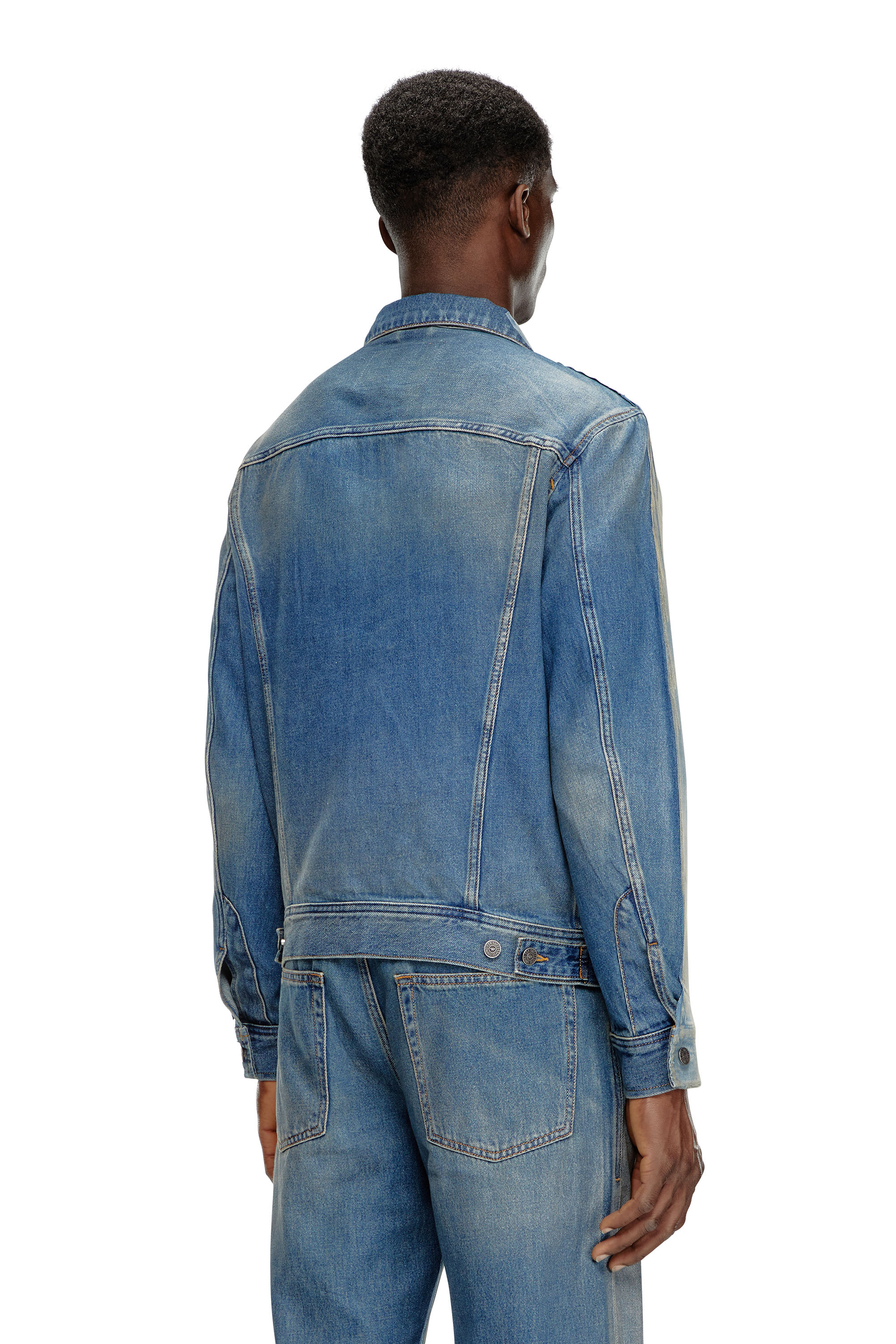 Diesel - D-BARCY-S3, Man's Trucker jacket in peel-off denim in Light Blue - 3