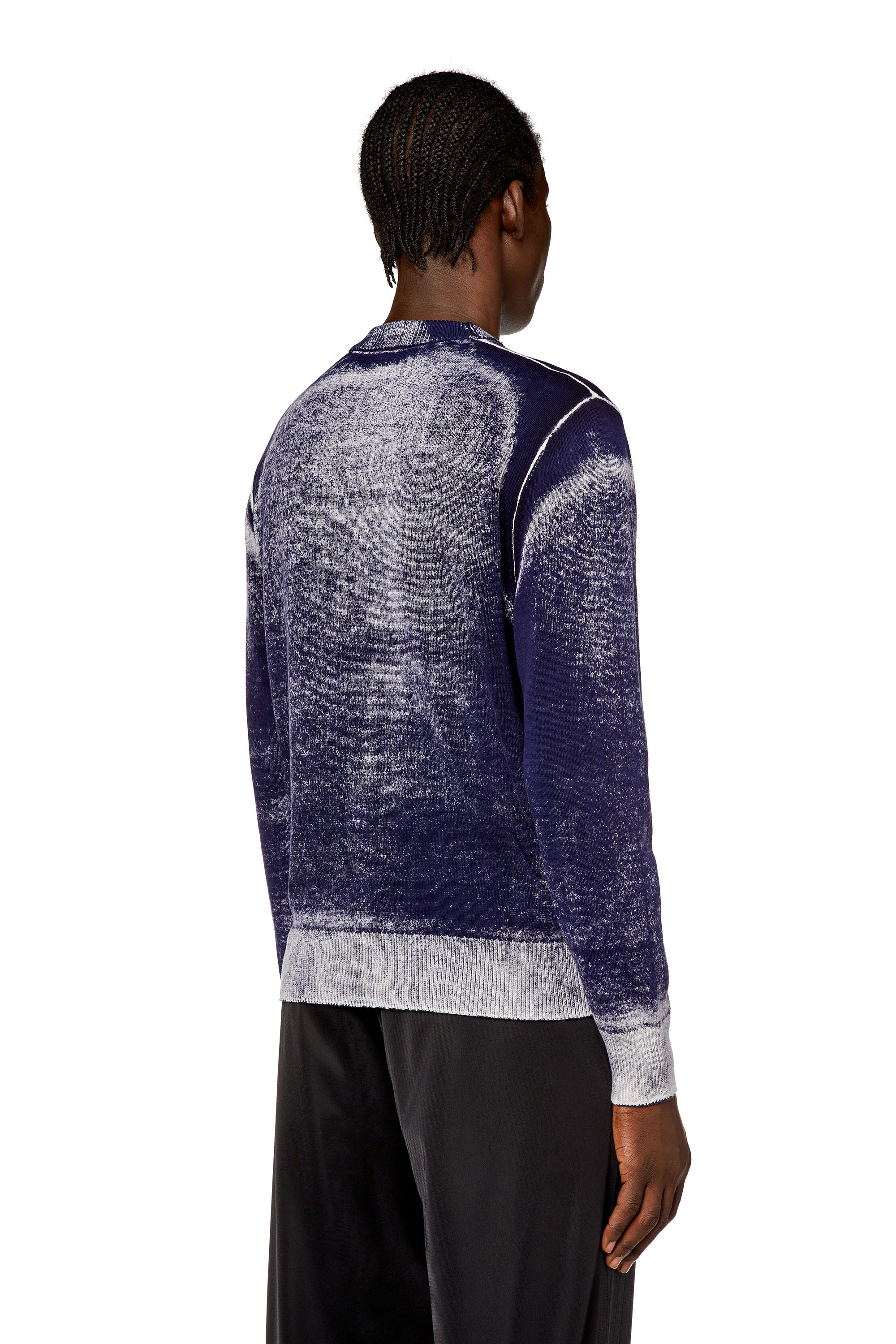 Diesel - K-LARENCE-B, Man's Reverse-print cotton jumper in Blue - 3