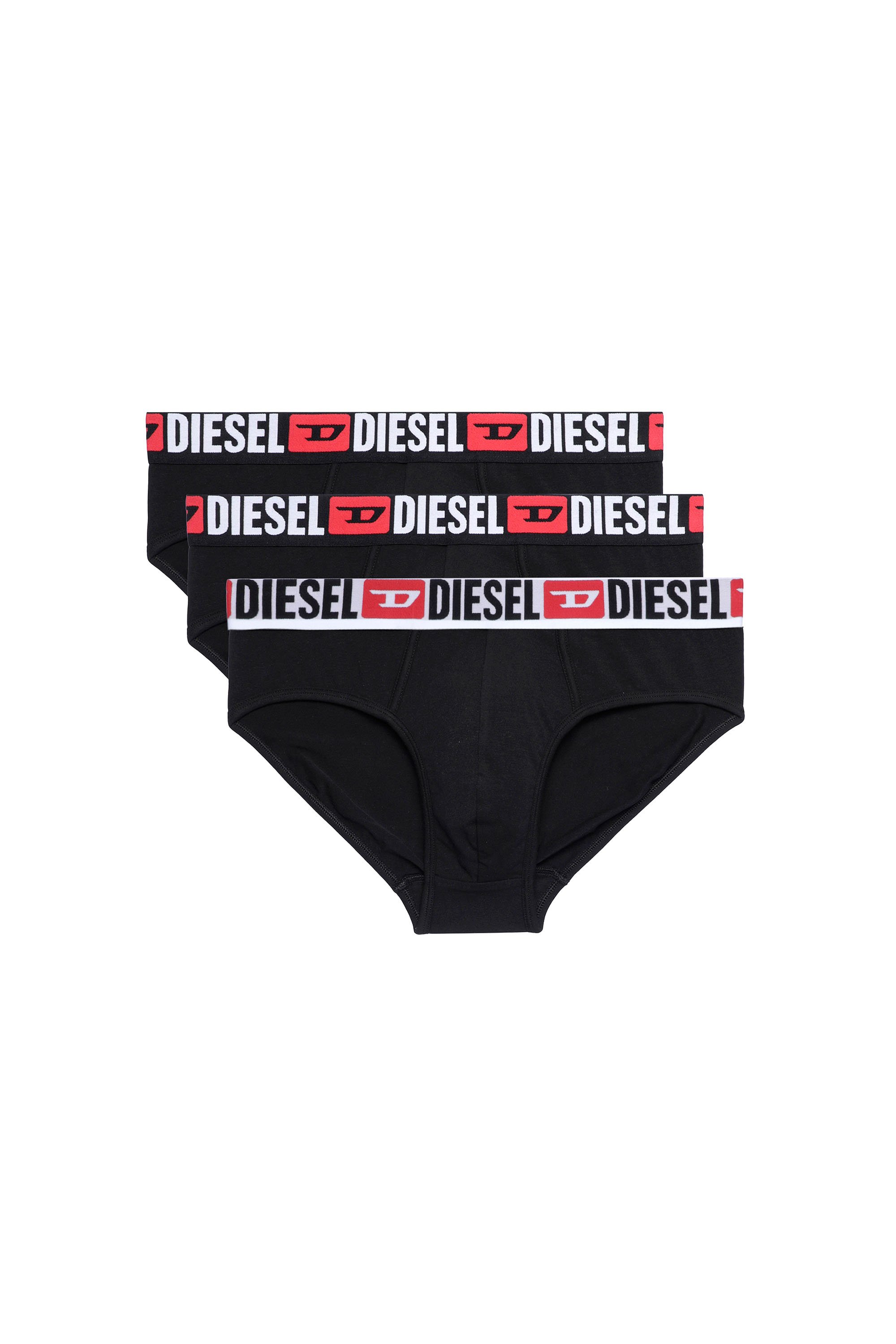 Diesel - UMBR-ANDRETHREEPACK, Man's Three-pack of solid-colour briefs in Black - 1