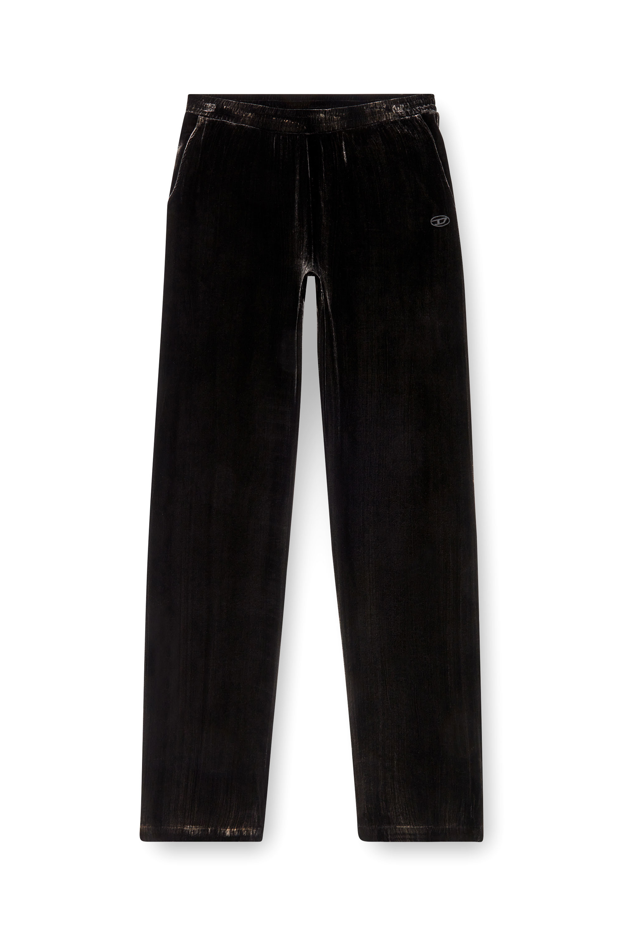 Diesel - P-SALFORD, Man's Track pants in treated velvet in Black - 5