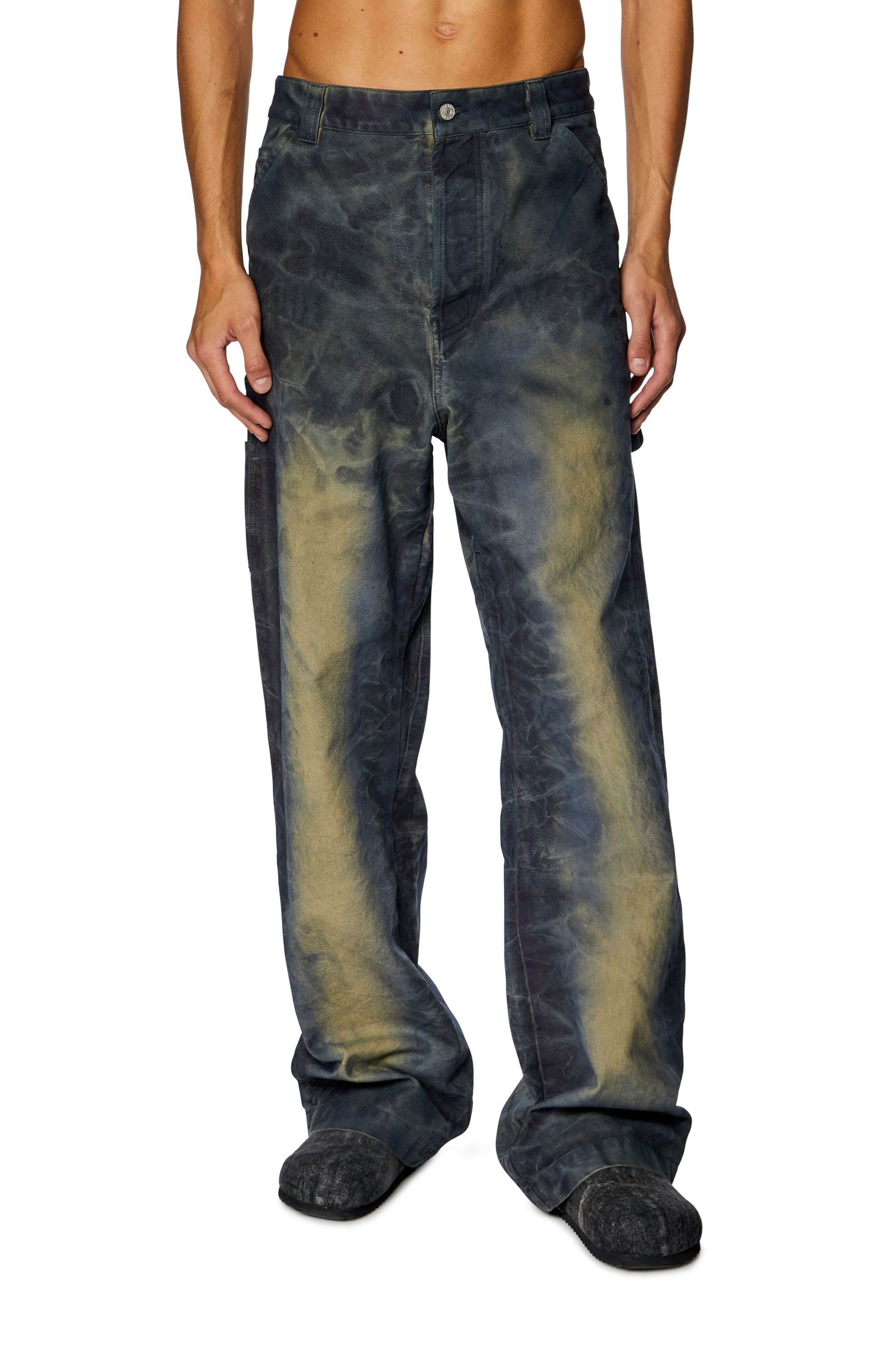 Diesel - P-LIVERY, Man's Utility pants in treated canvas in Dark Blue - 1