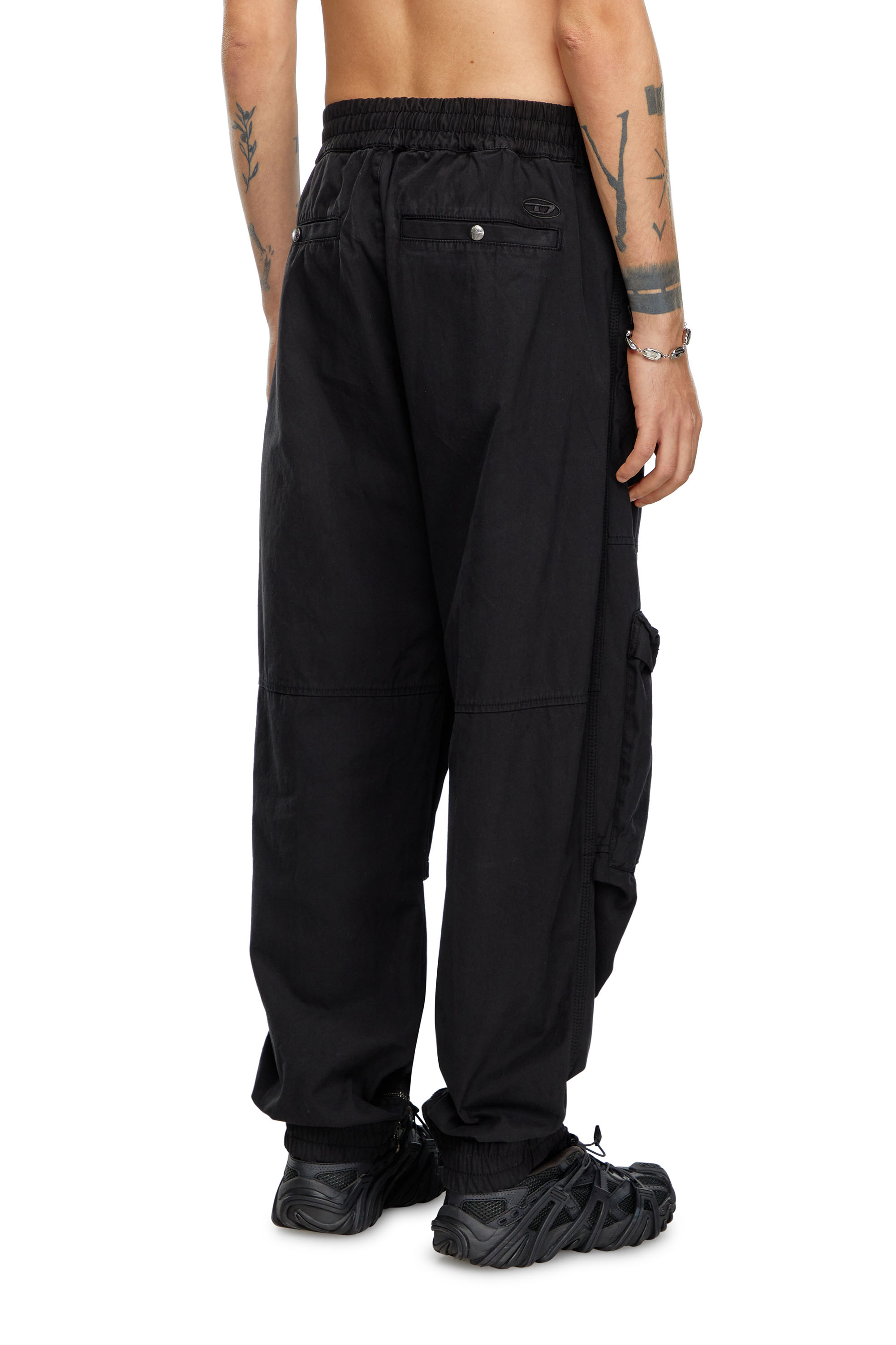 Diesel - P-BEECK, Man's Cargo pants in faded organic cotton in Black - 3