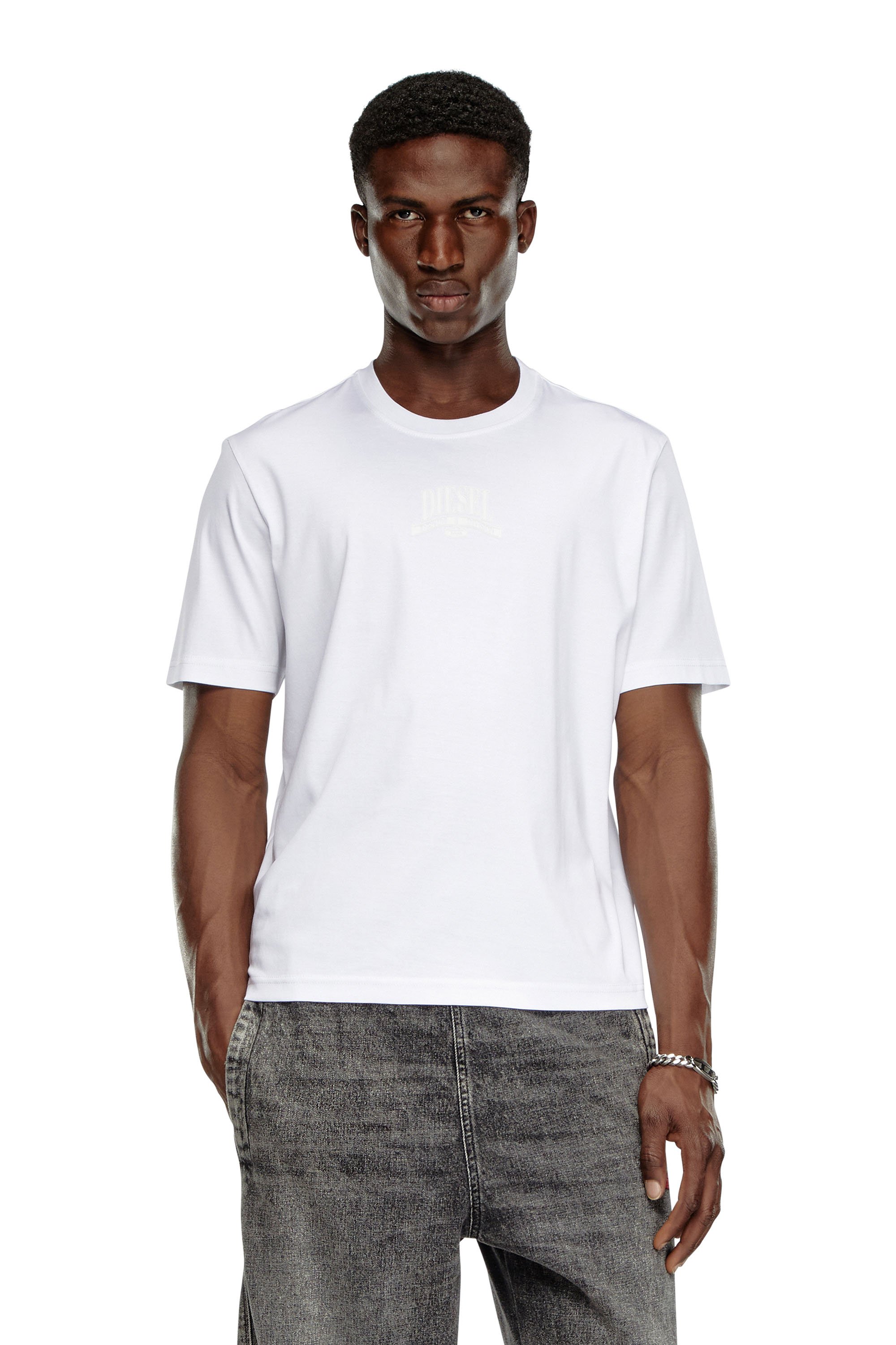 Diesel - T-MADJUST-K1, Camiseta de interlock con estampado Diesel a tono Hombre in Blanco - 1