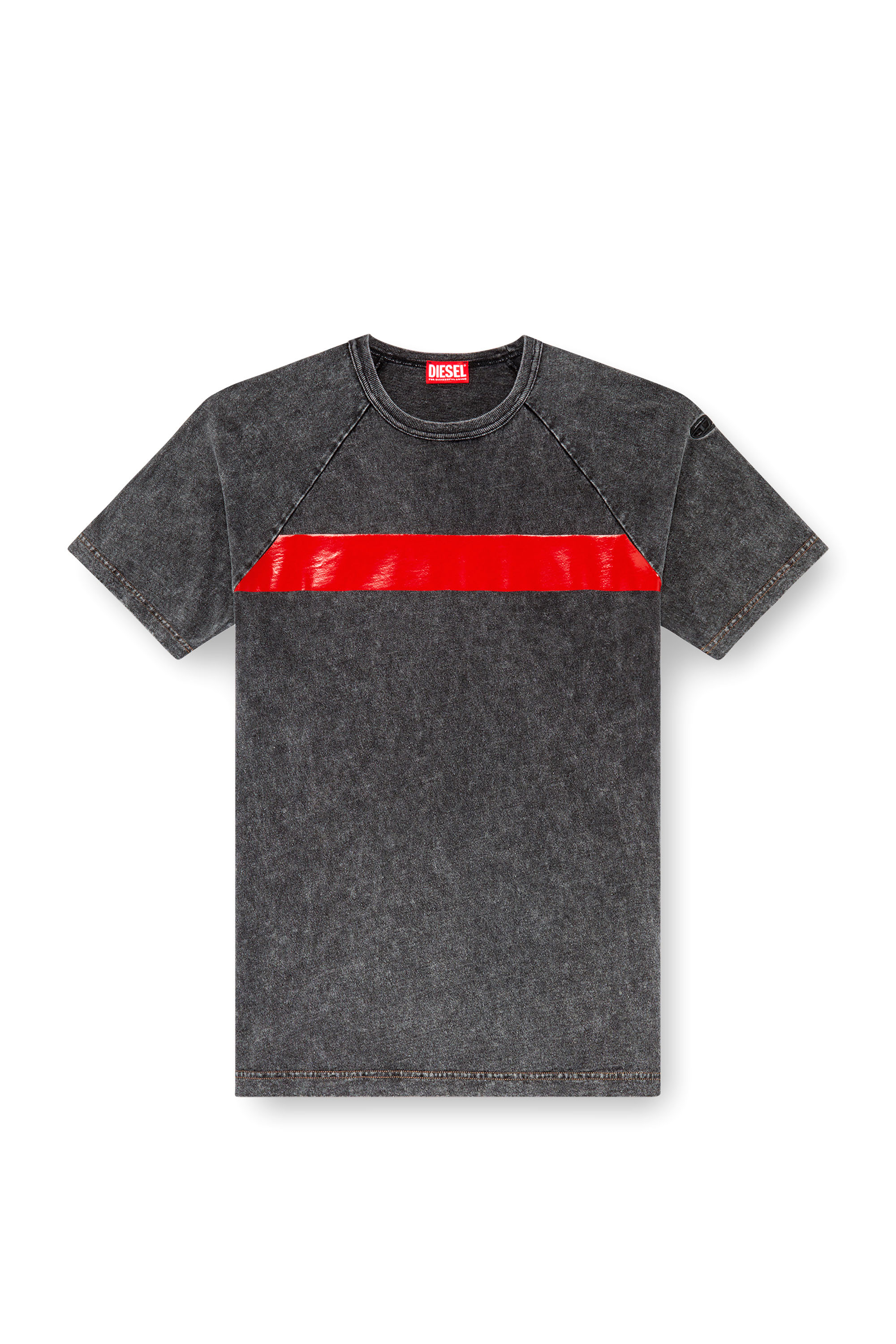 Diesel - T-RADJUST-Q1, Man's Marble-effect T-shirt with glossy band in Black - 5