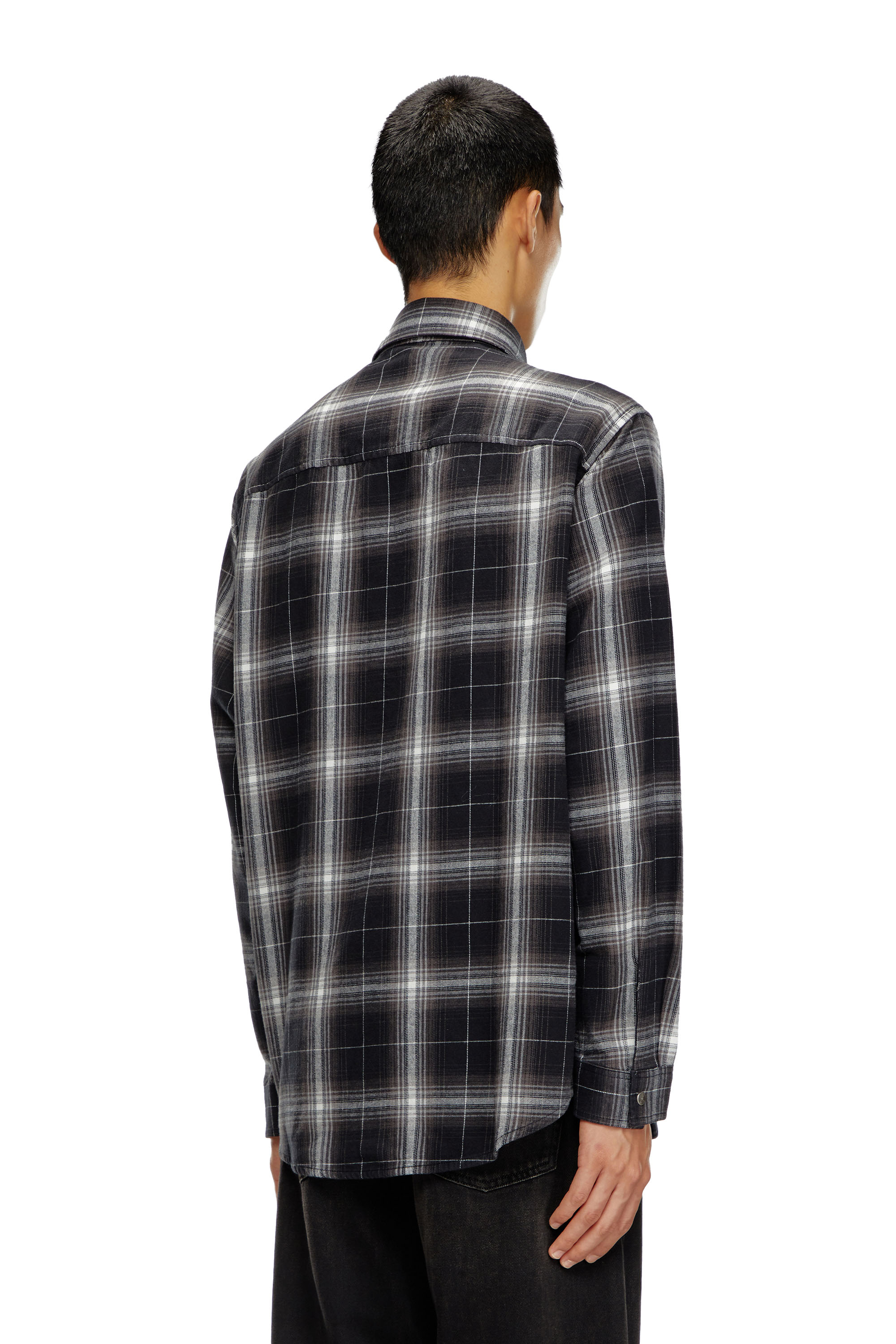 Diesel - S-SIMPLY-A, Man's Check flannel shirt in Black - 4