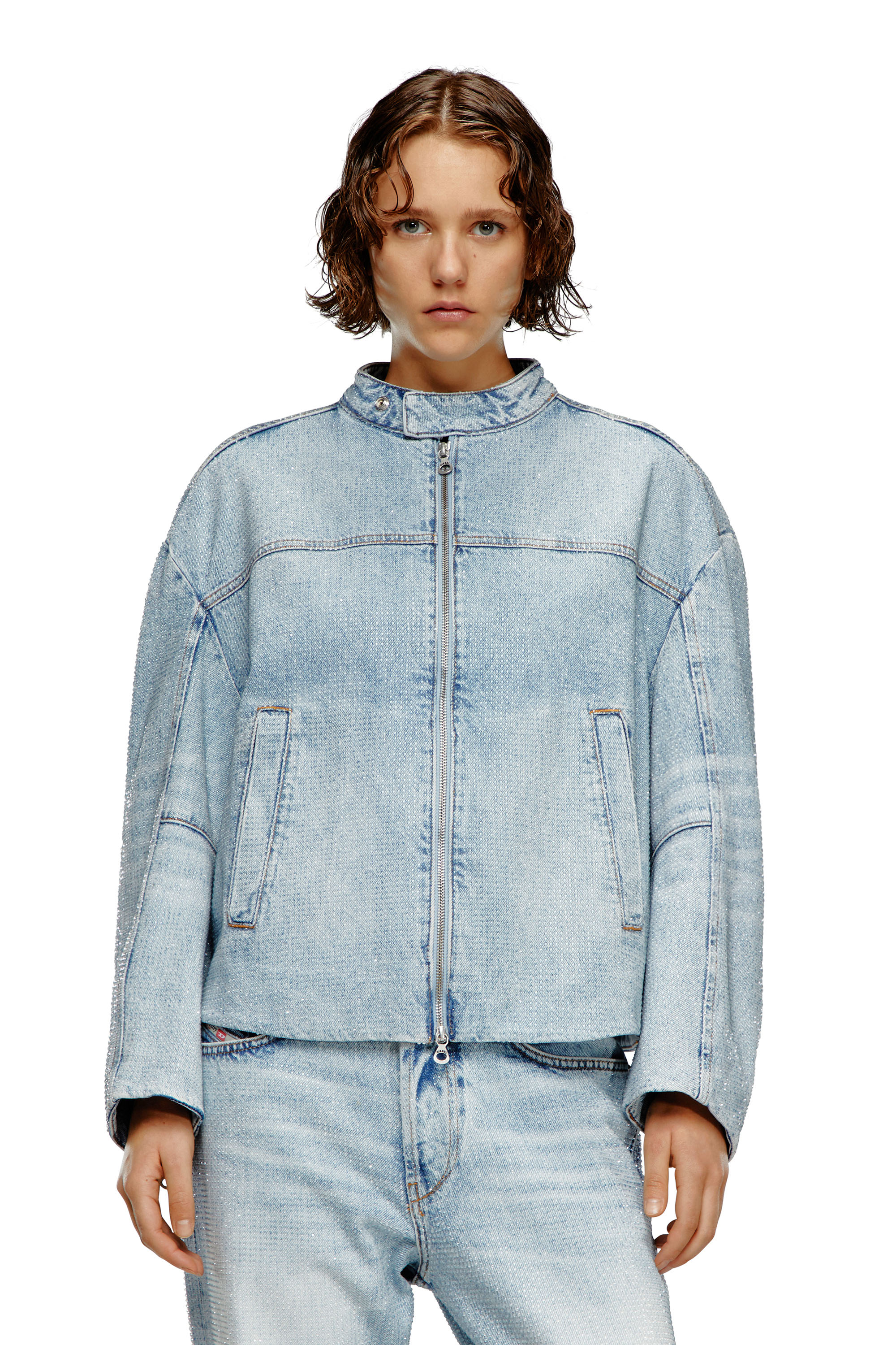 Diesel - DE-MARGE-FSE, Woman's Oversized jacket in crystal denim in Light Blue - 5