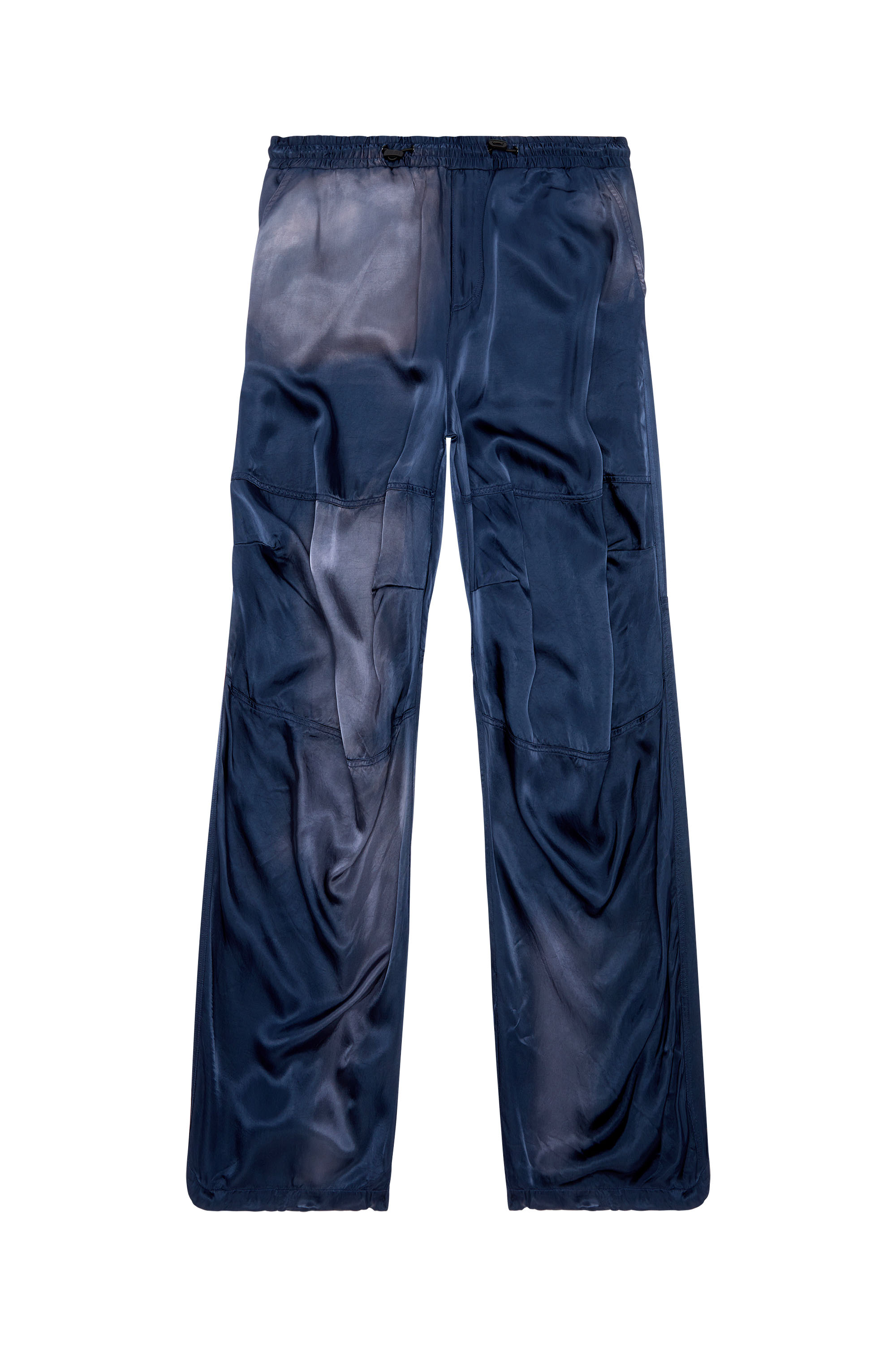 Diesel - P-MARTY, Man's Oversized satin cargo pants in Blue - 4