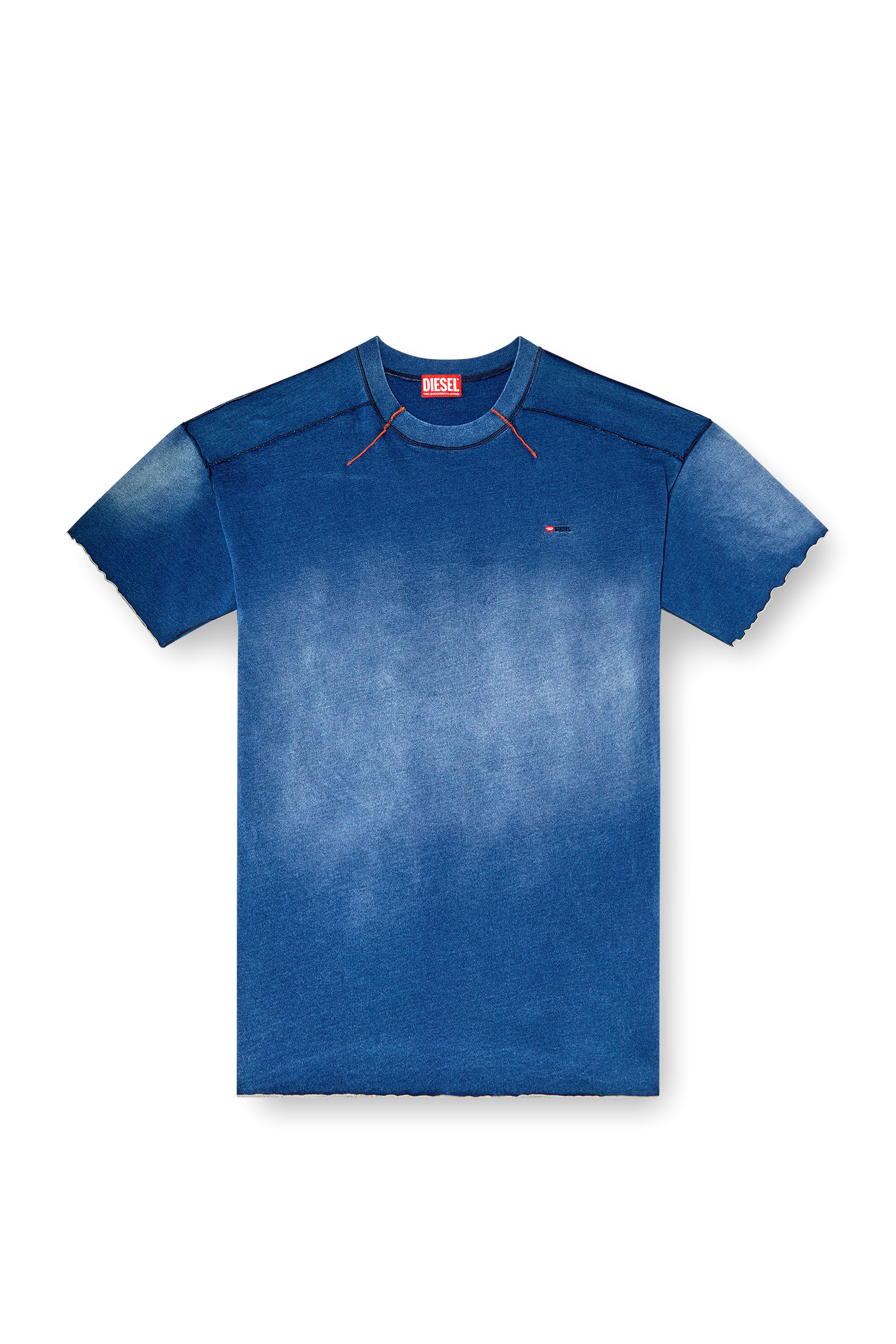 Diesel - T-CRAO-BOXT, Camiseta desteñida con logotipo pequeño Hombre in Azul marino - 5