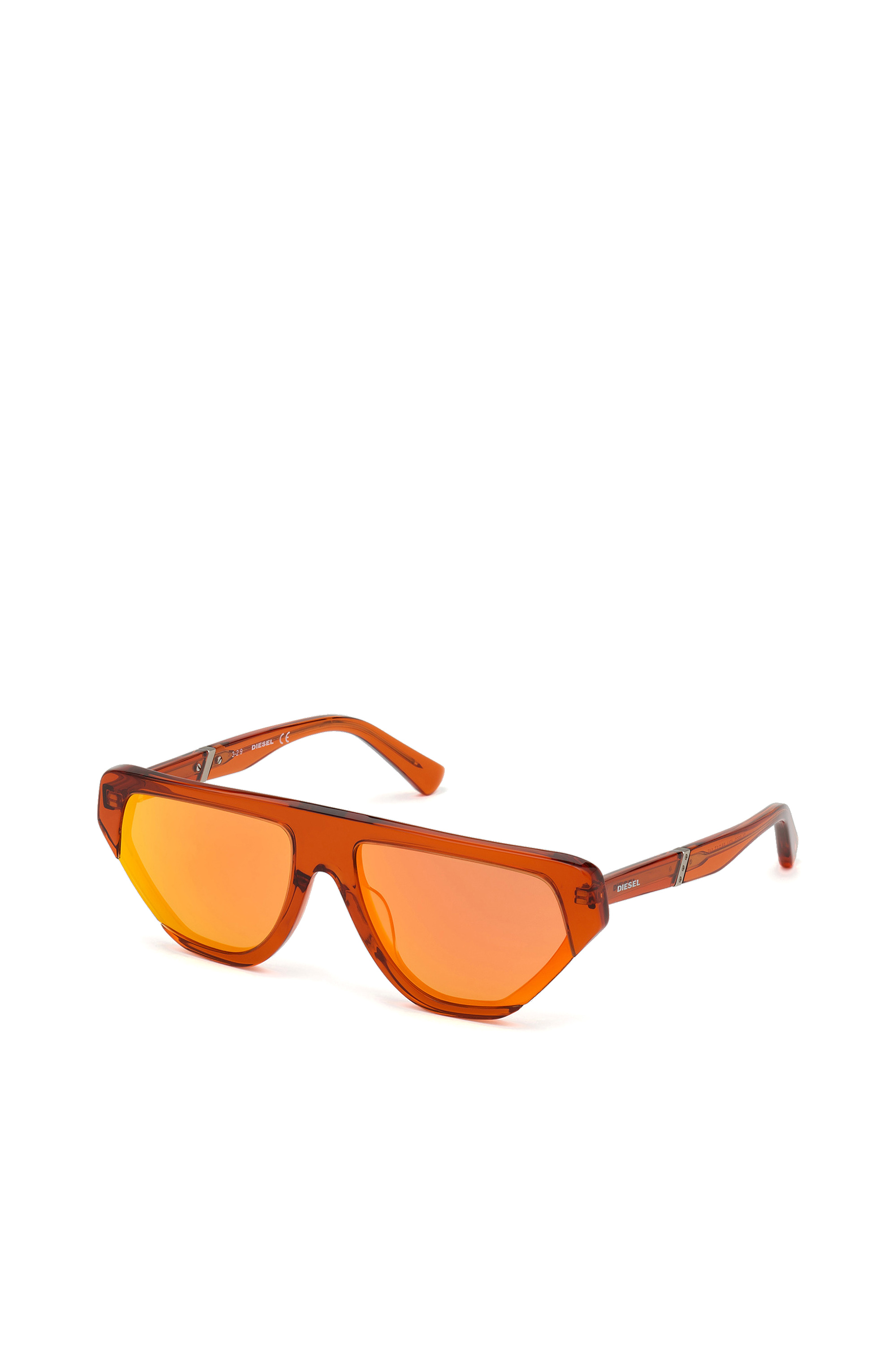 Diesel - DL0322, Unisex's Geometric pilot wrap around frame in acetate with extended lenses in Orange - 2