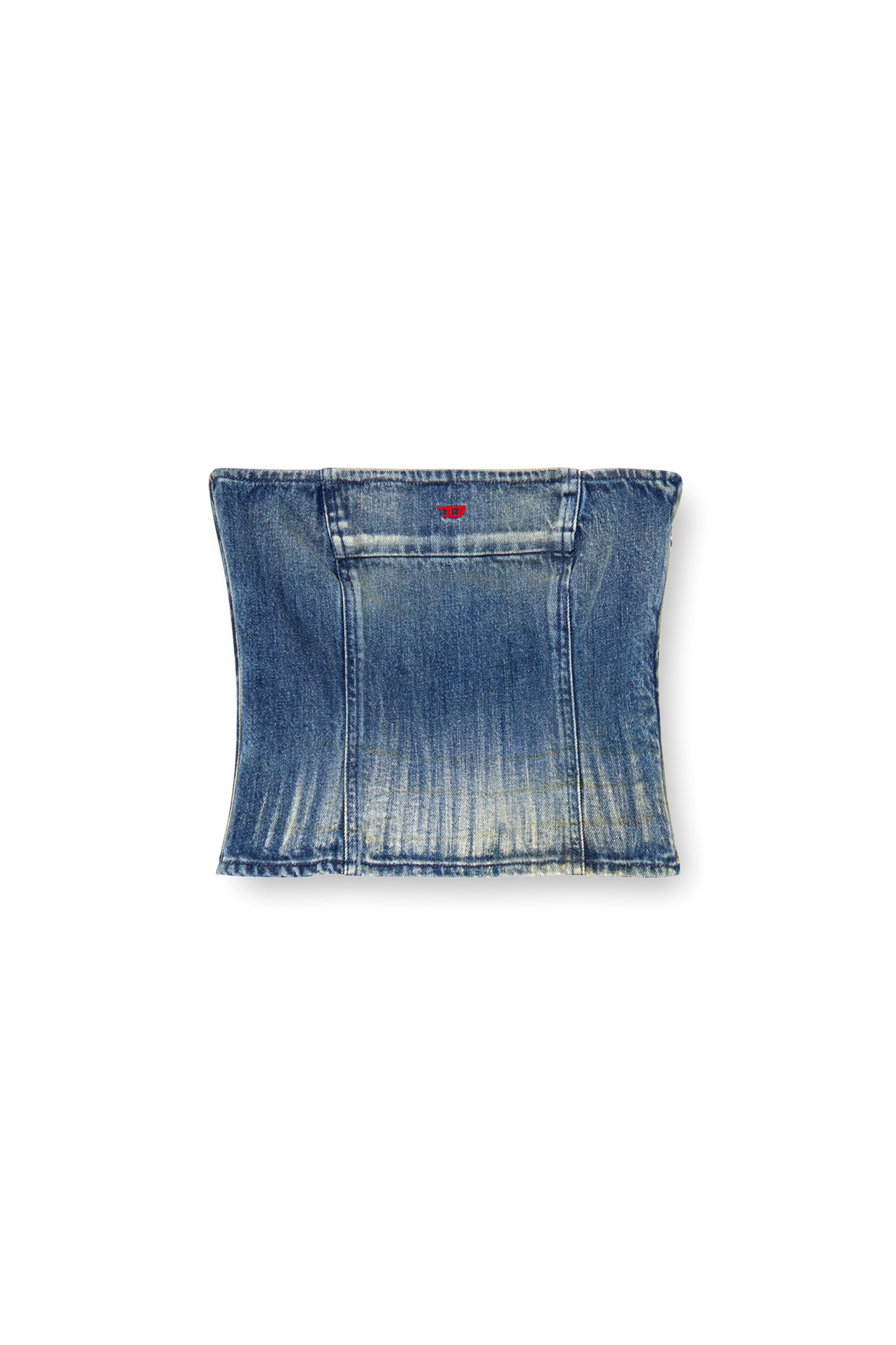 Diesel - DE-VILLE, Woman's Tube top in dirt-wash denim in Medium blue - 4