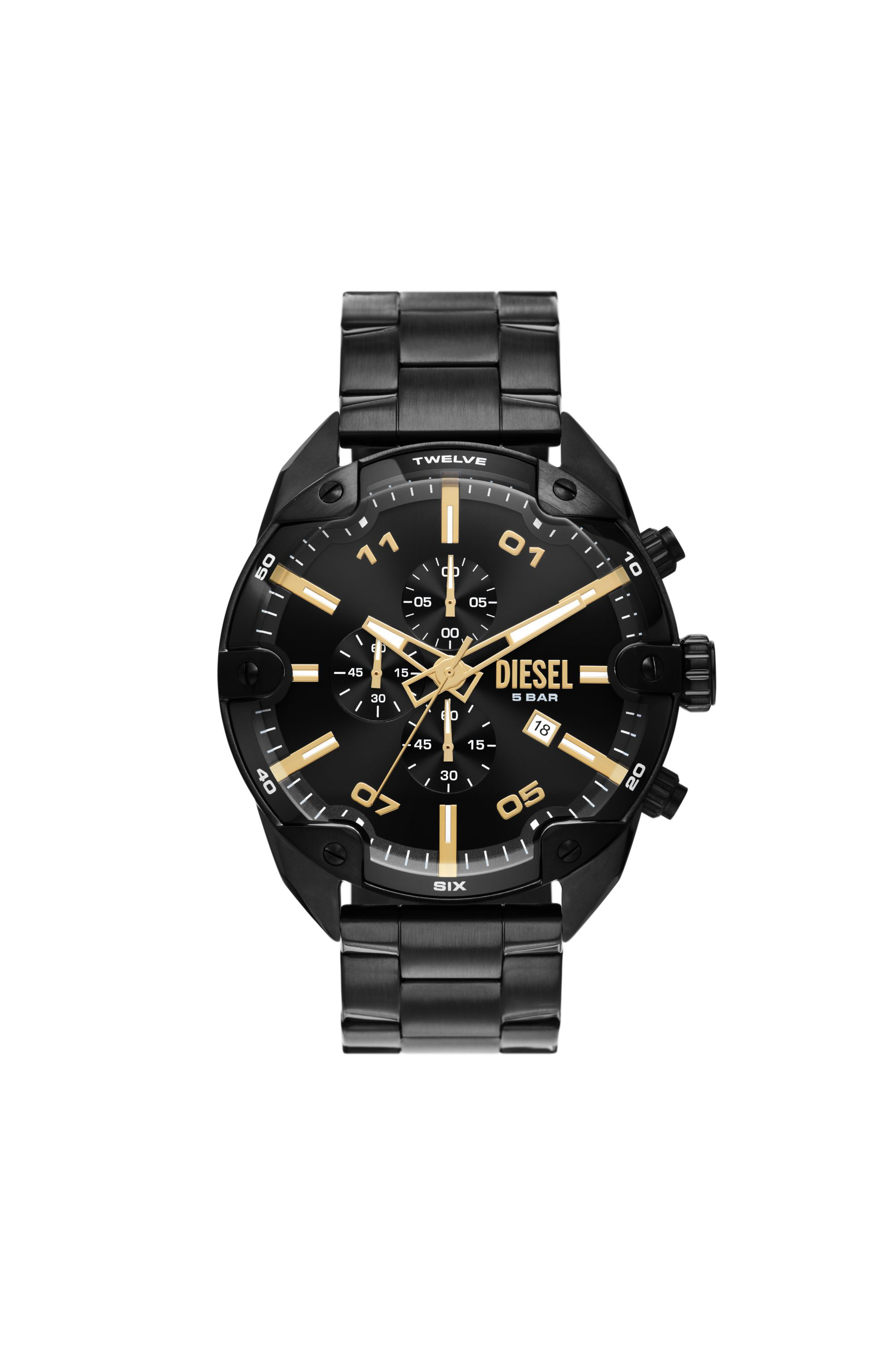 Diesel - DZ4644, Man's Spiked chronograph black stainless steel watch in Black - 1