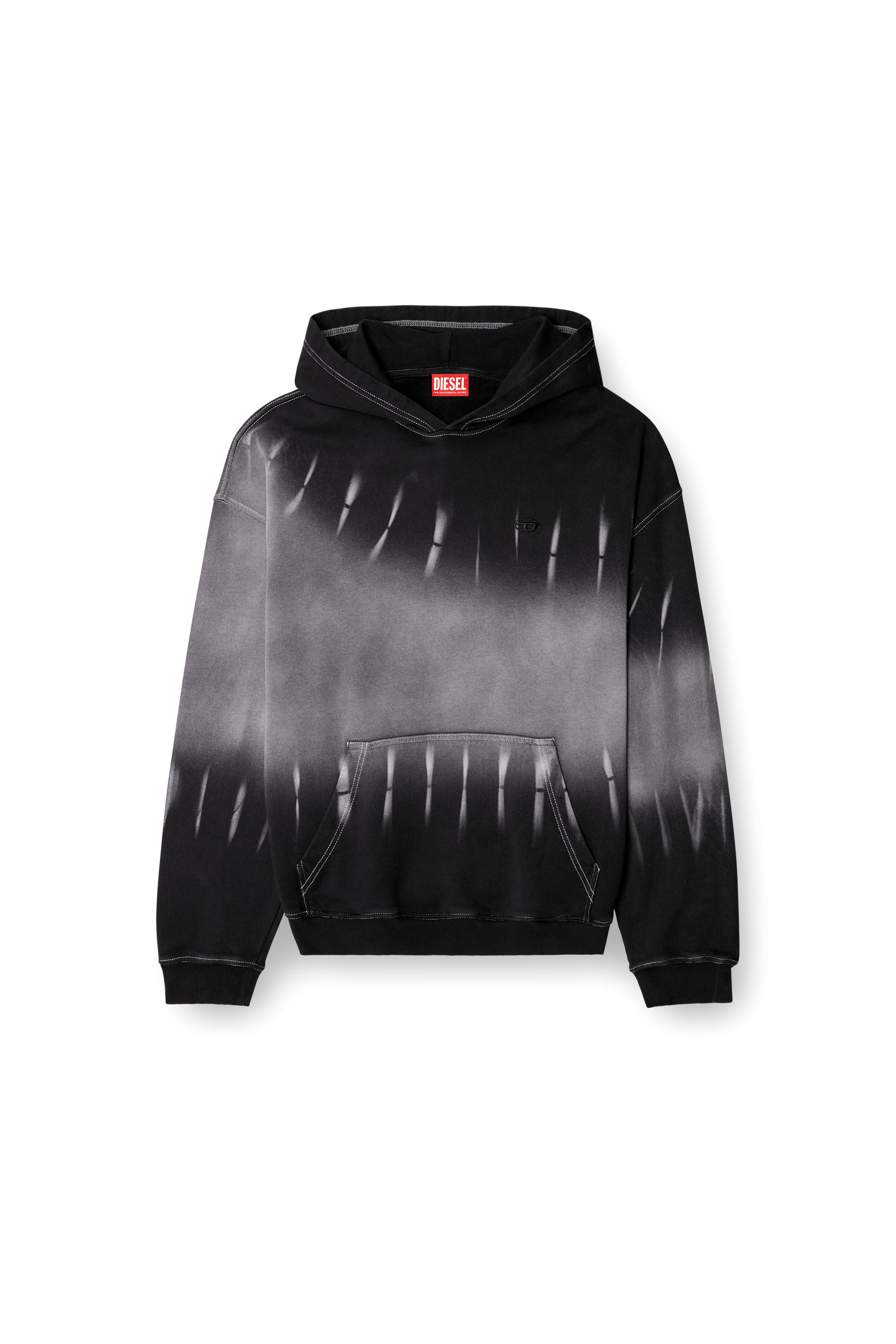 Diesel - S-BOXT-HOOD-R2, Man's Tie-dyed hoodie with logo print in Black - 4