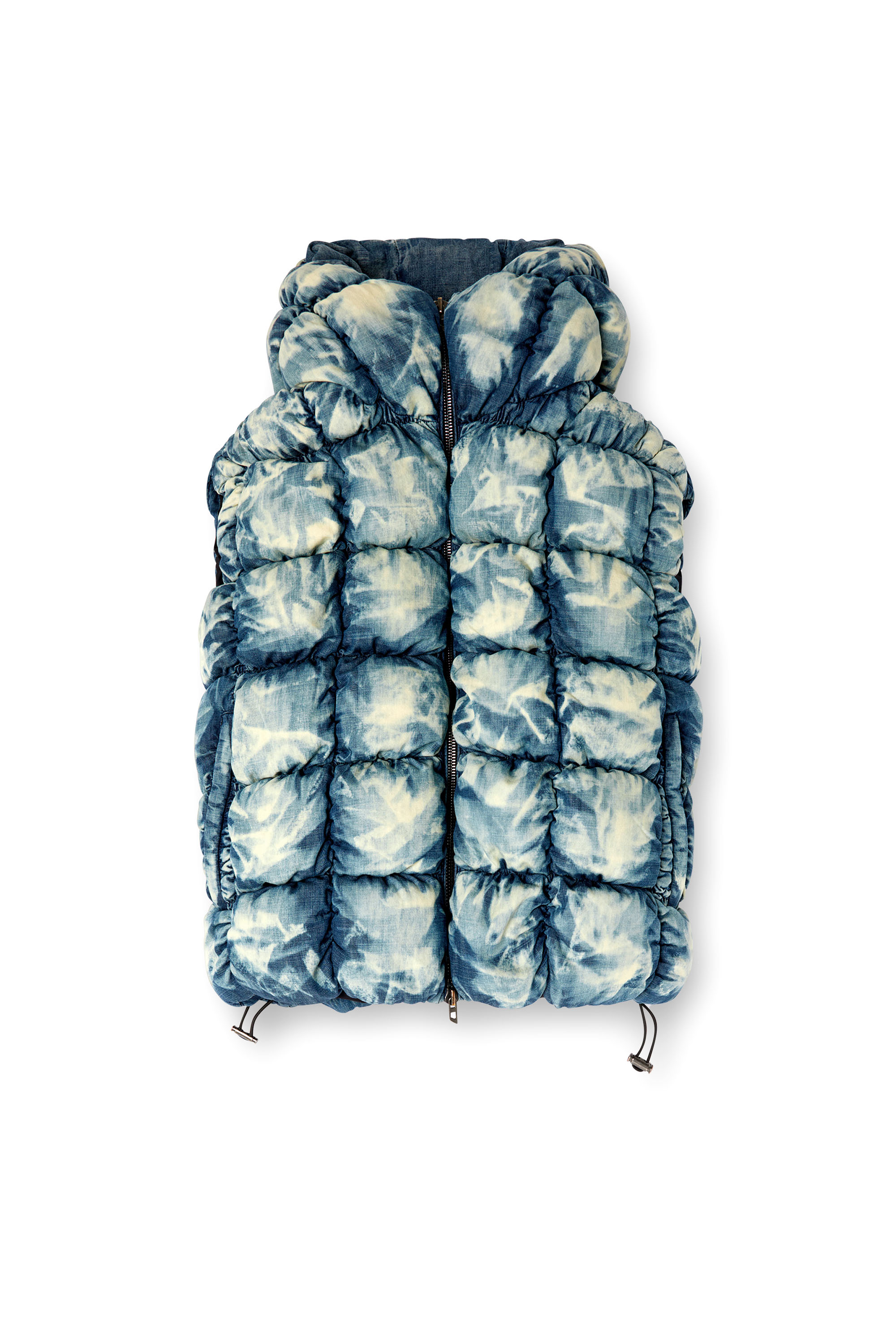 Diesel - W-THYS, Unisex's Tie-dyed denim puffer vest in Blue - 5