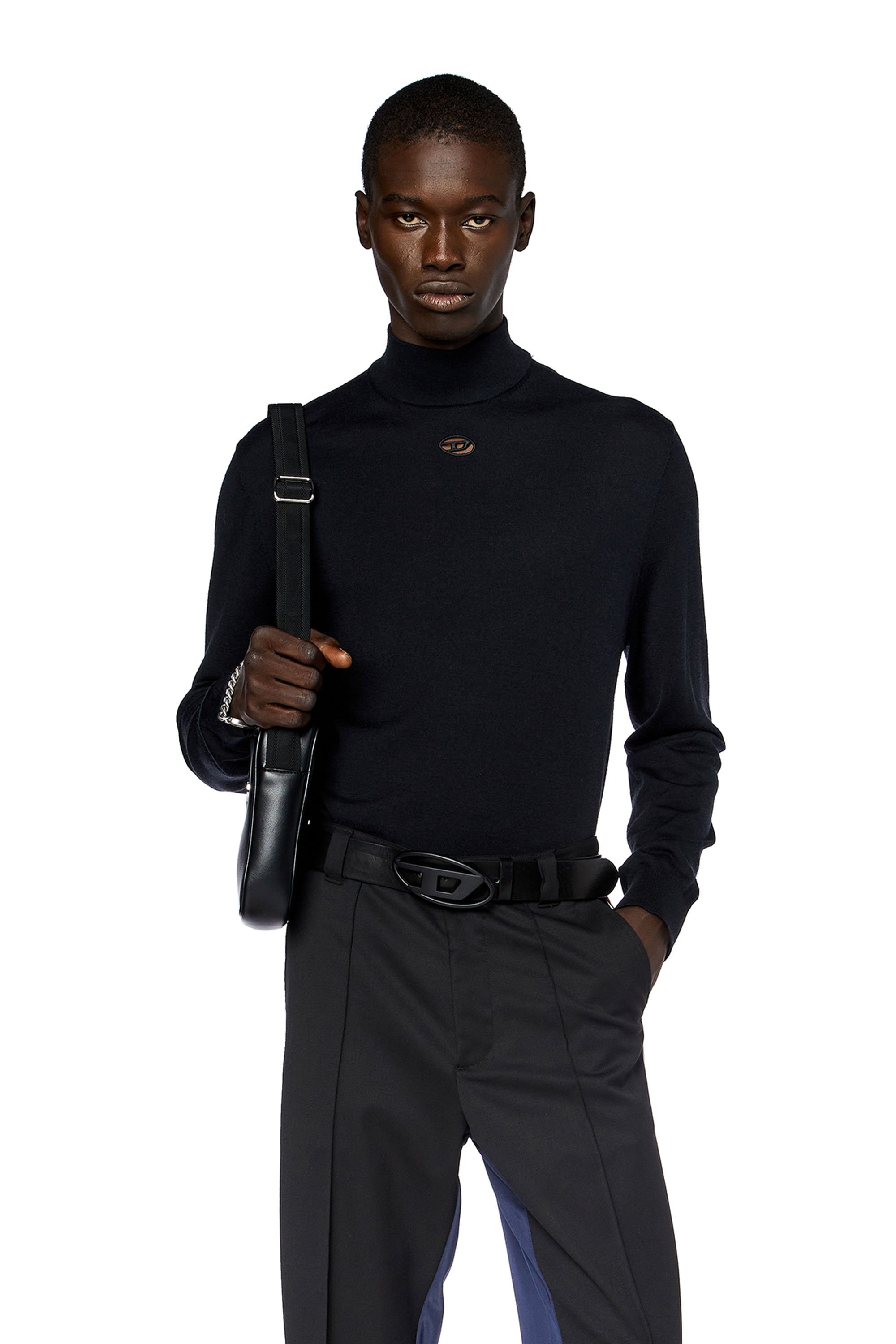 Diesel - K-GIL, Man's Wool turtleneck jumper in Black - 1