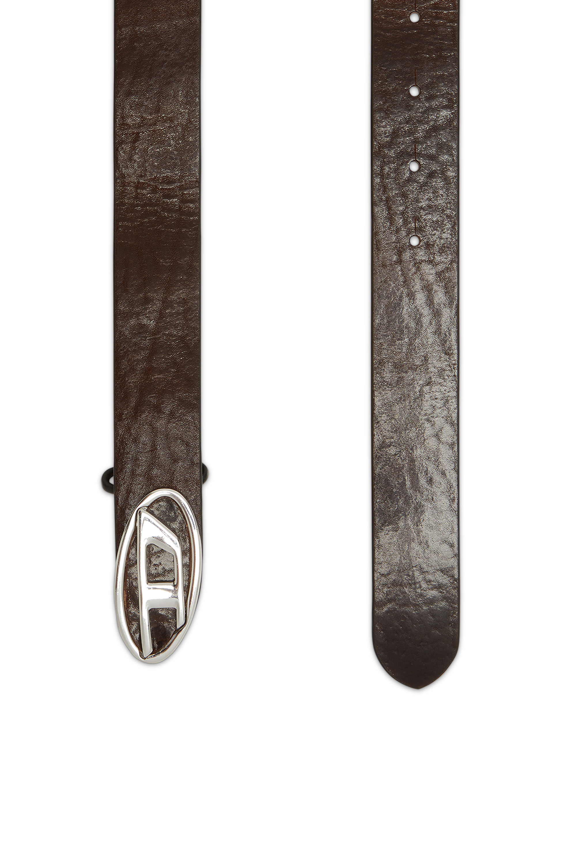 Diesel - B-1DR-LAYER, Man's Leather belt with Oval D logo in Dark Brown - 2