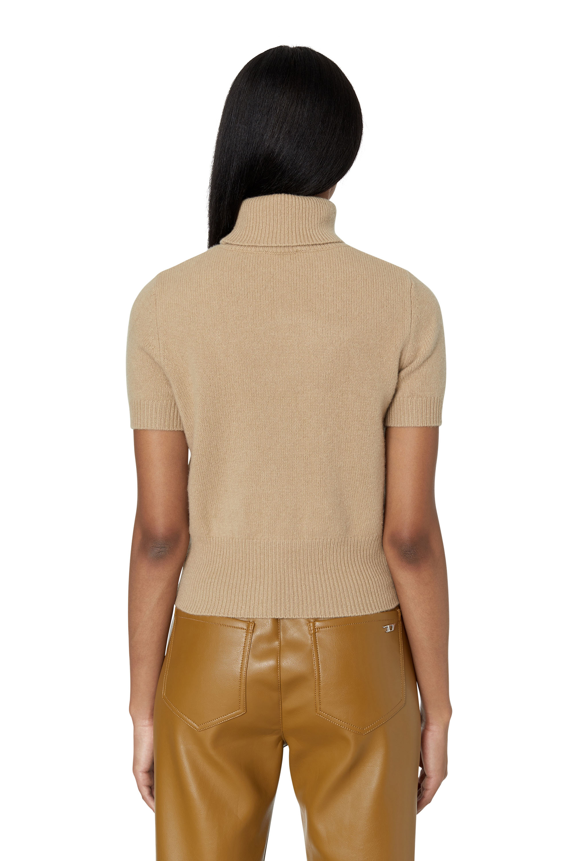 Diesel - M-ARGARET, Woman's Short-sleeve jumper with cut-out logo in Beige - 3