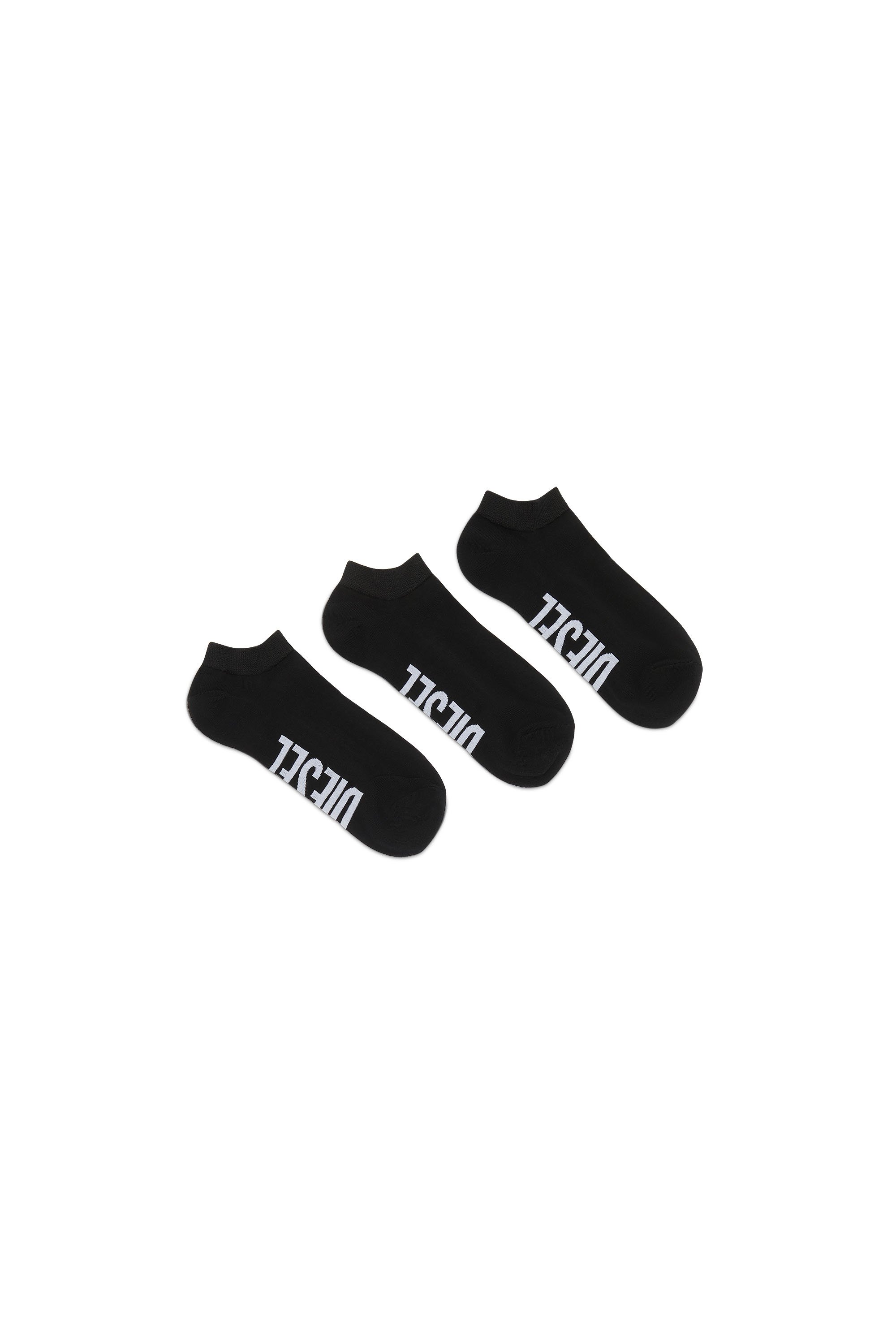 Diesel - SKM-GOST-THREEPACK, Paquete de tres calcetines de corte bajo con logotipo Hombre in Negro - 1