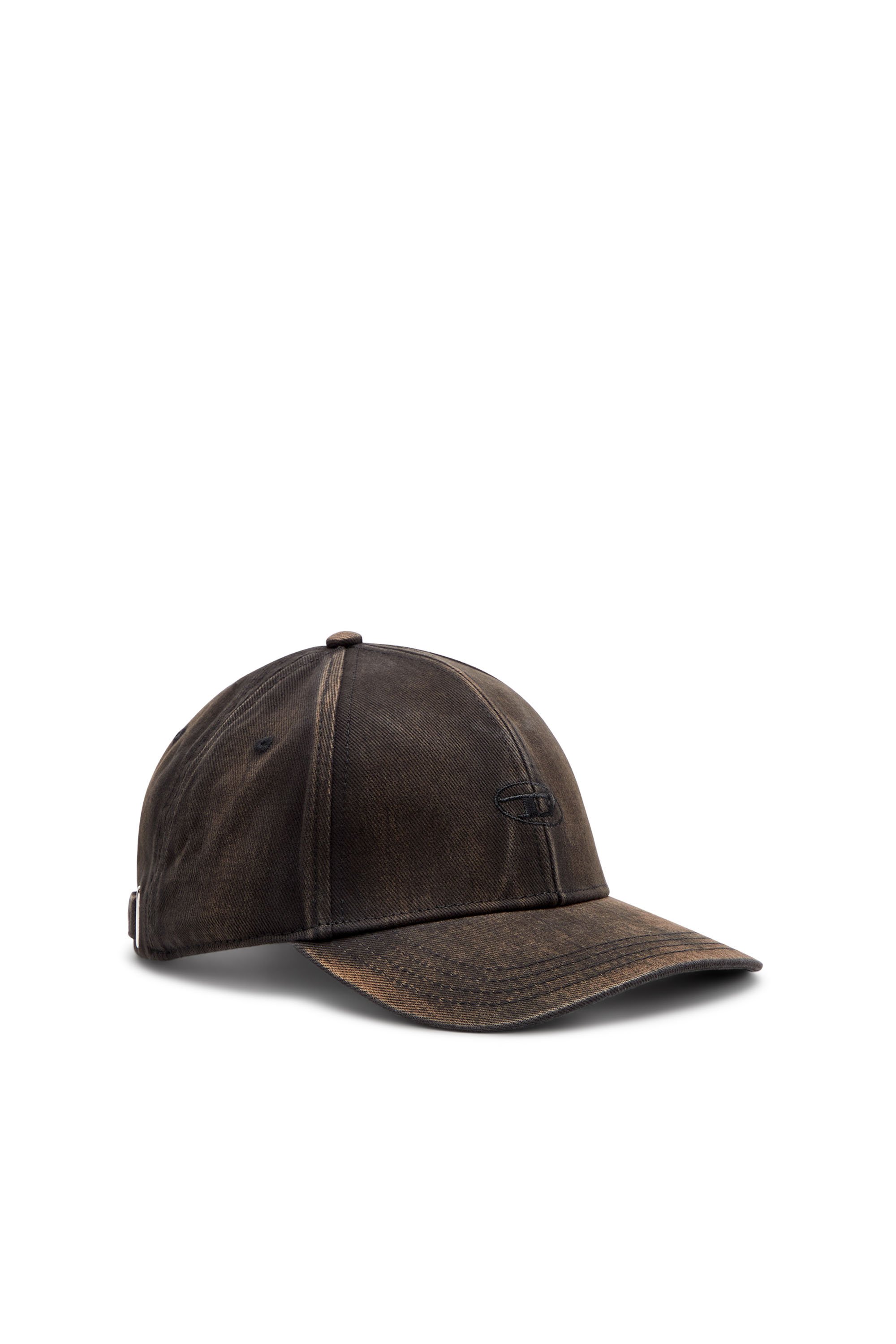 Diesel - C-RUN-WASH, Gorra de béisbol en sarga de algodón lavada Hombre in Negro - 1