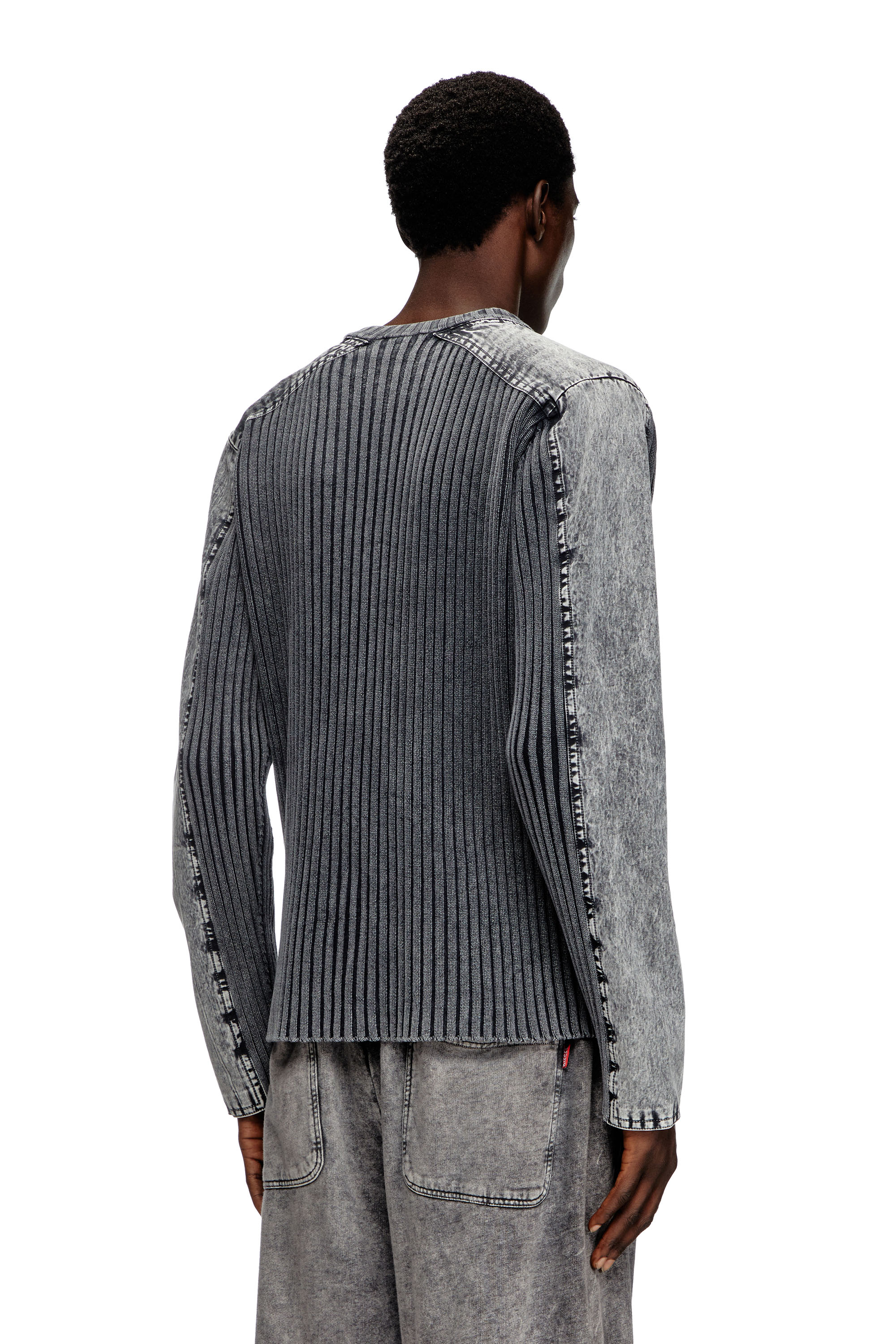 Diesel - K-MATTY, Man's Zip-up cardigan with contrast panels in Dark grey - 2