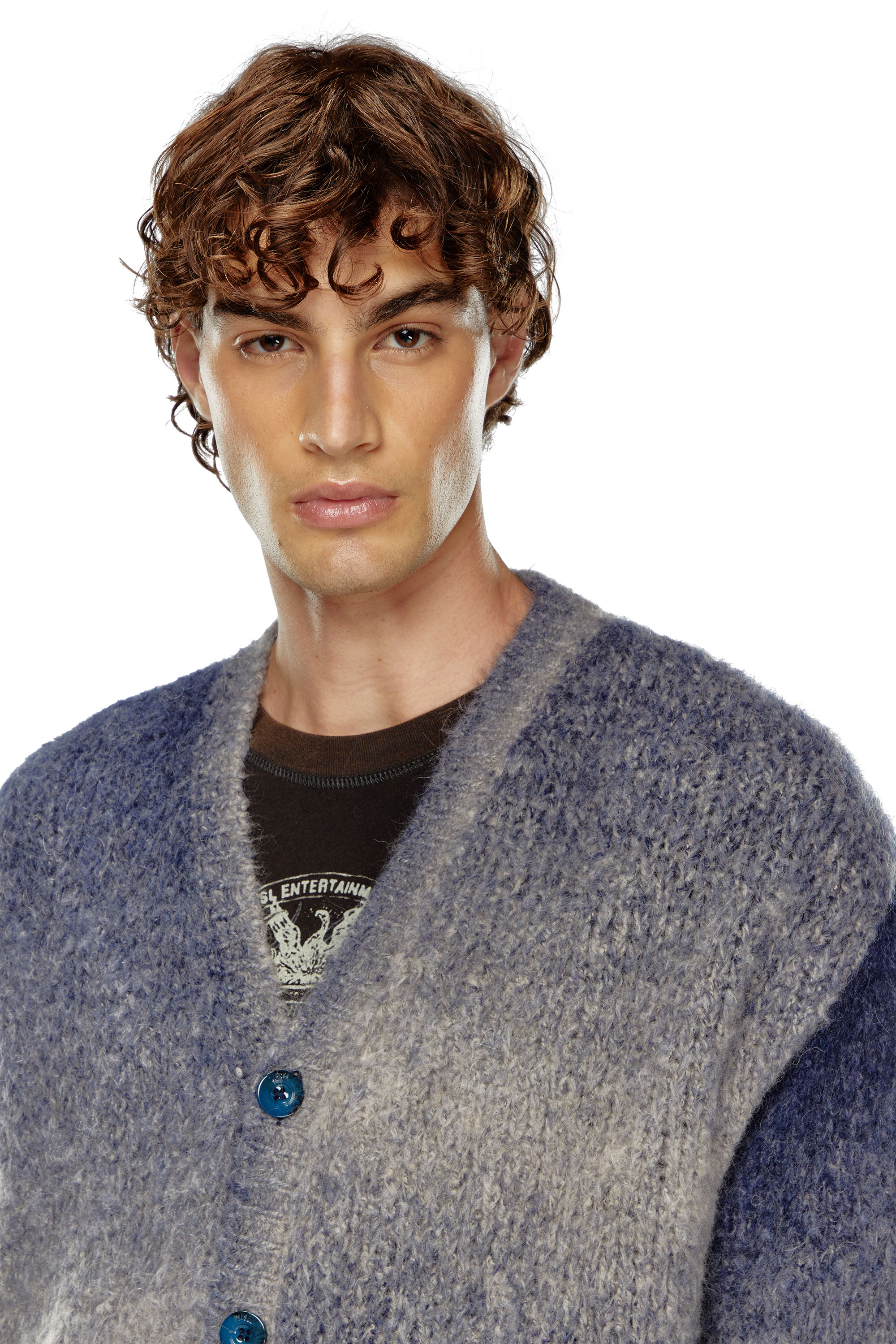 Diesel - K-RAMARRO, Cárdigan en degradé de mezcla de alpaca Hombre in Azul marino - 4