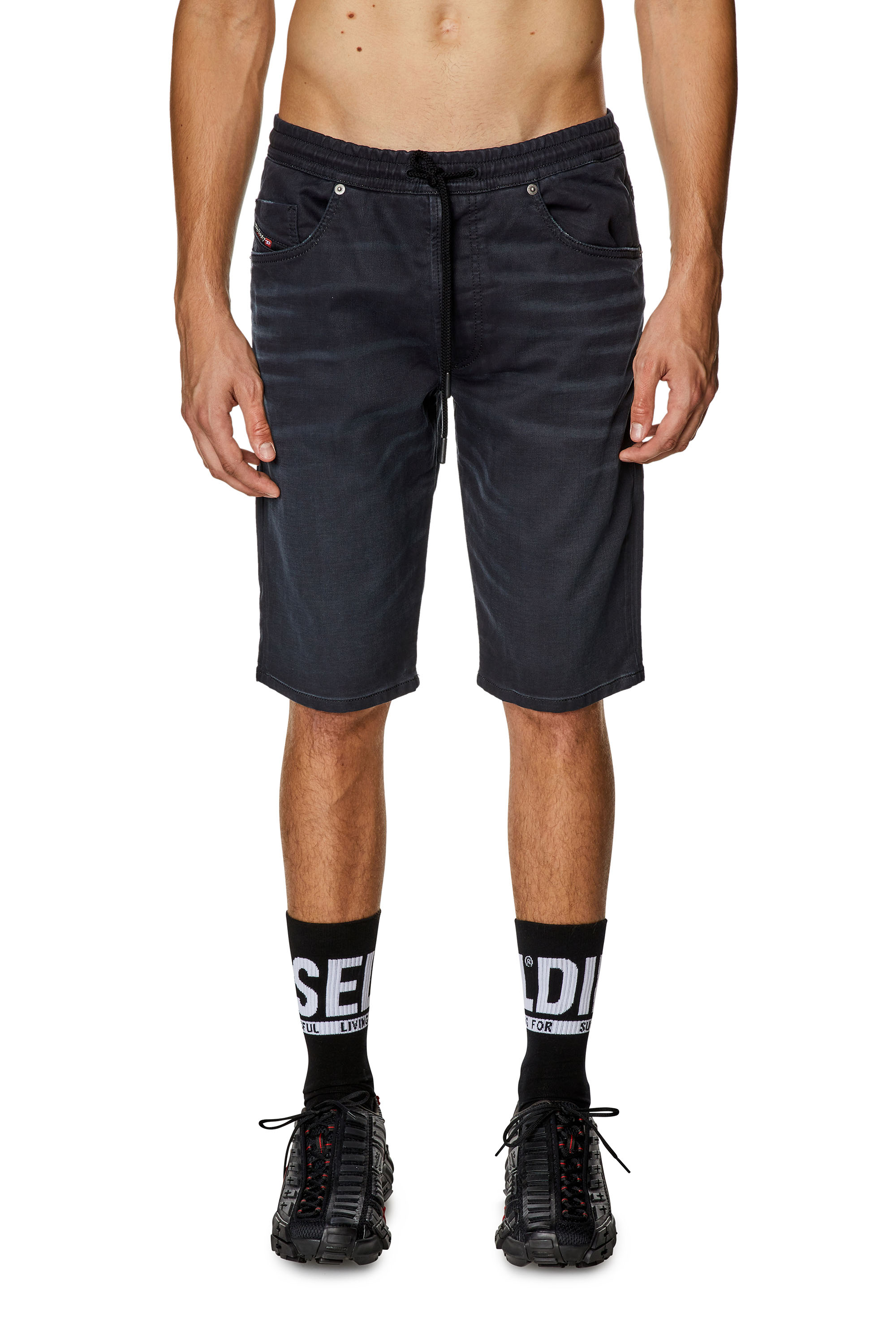 Diesel - 2033 D-KROOLEY-SHORT JOGG, Man's Chino shorts in JoggJeans in Black - 1