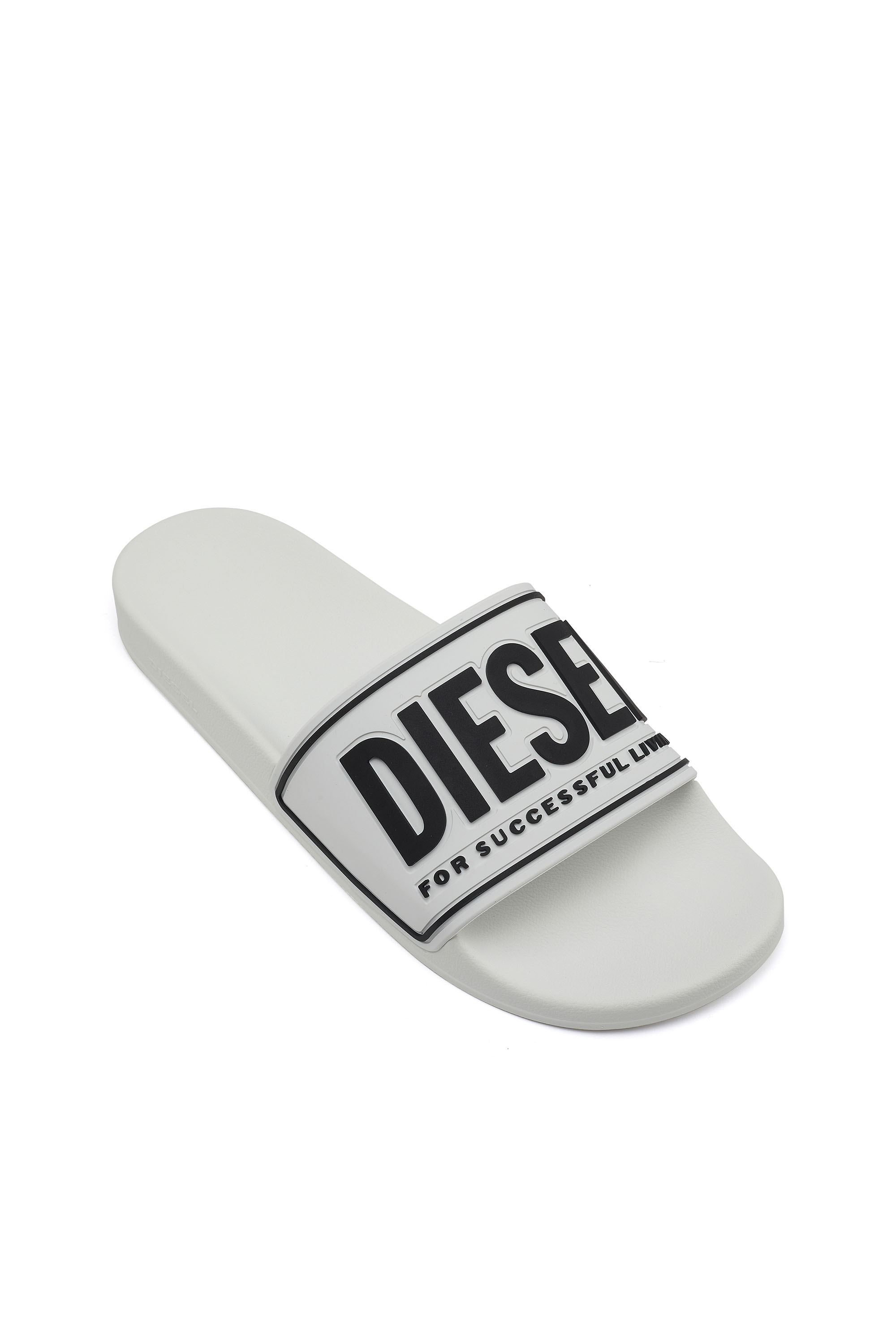 Diesel - SA-MAYEMI CC, Man's Sa-Mayemi-Pool slides with 3D logo in White/Black - 6